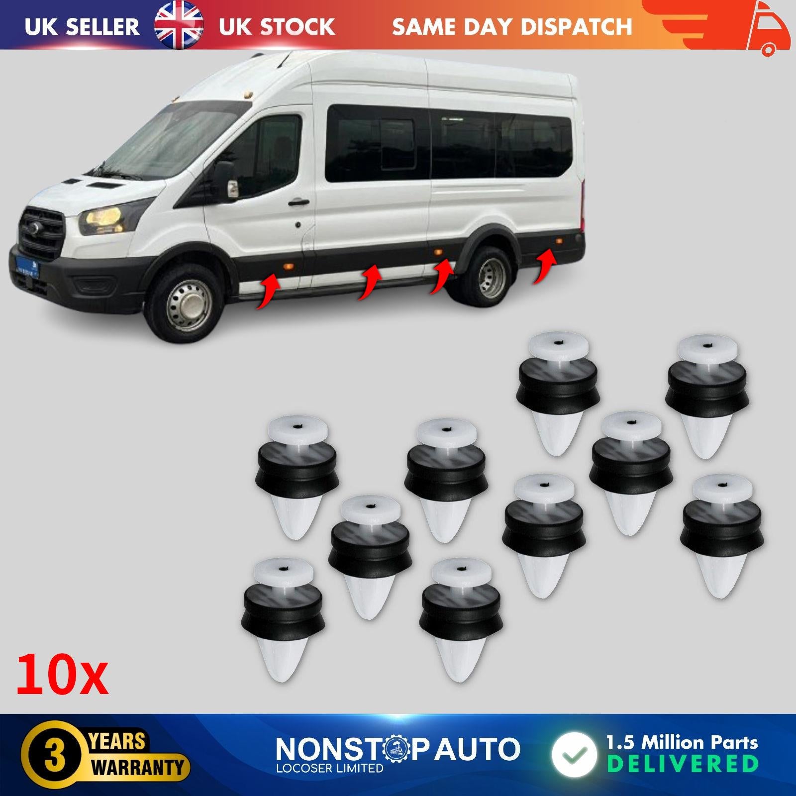 10X Door Panel Moulding Trim Clips For FORD Transit Custom MK8 5255437