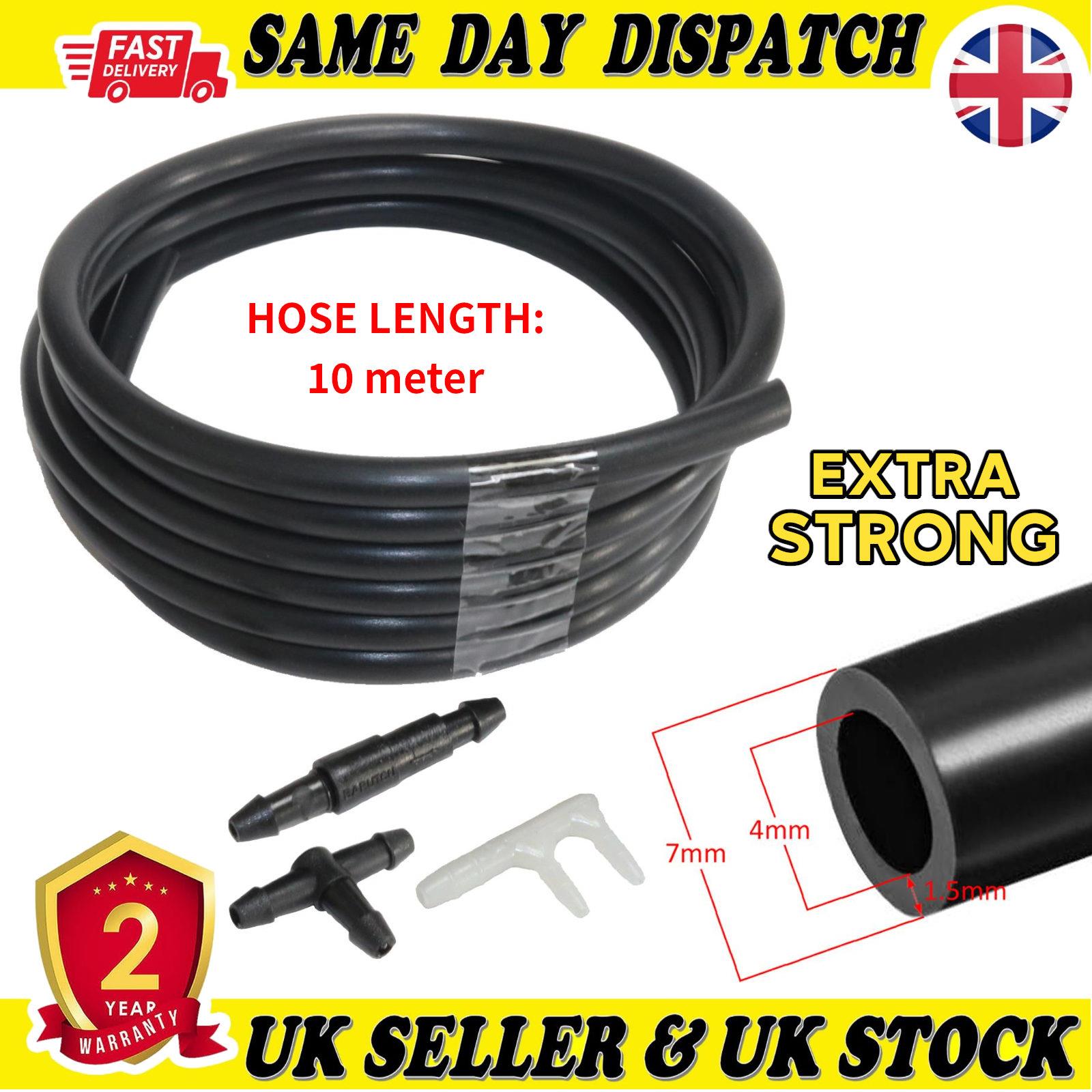 10m Car Windscreen Wiper Washer Jet Pipe Hose Nozzle Set with F T I Connectors 4 x 7 mm