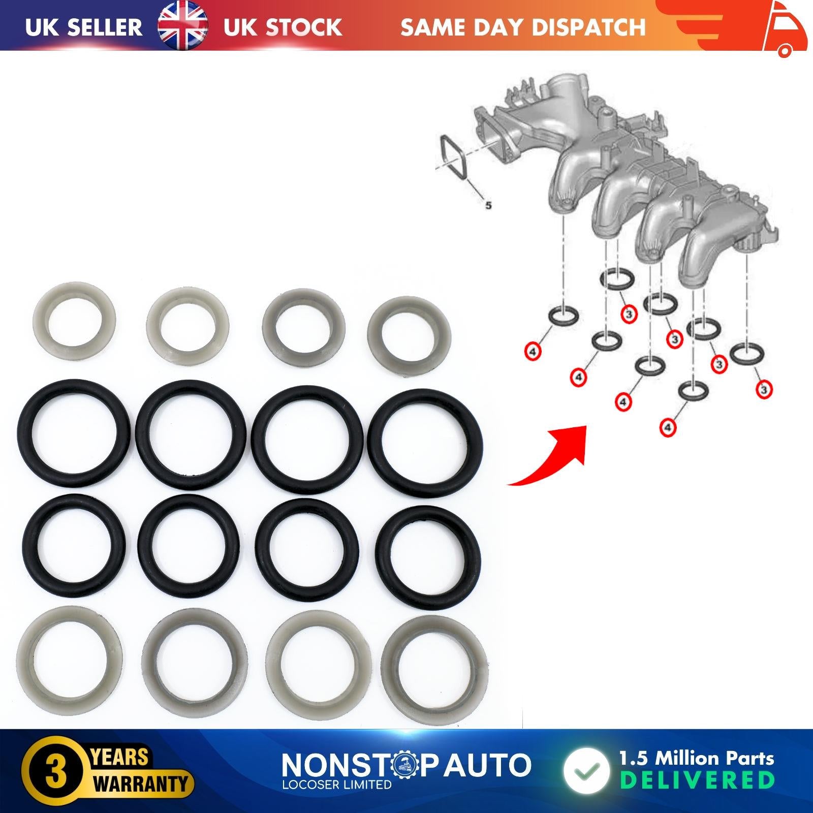 16x Intake Manifold O-Ring Gasket Set For Citroen Peugeot Mini Cooper Ford 0348.R4
