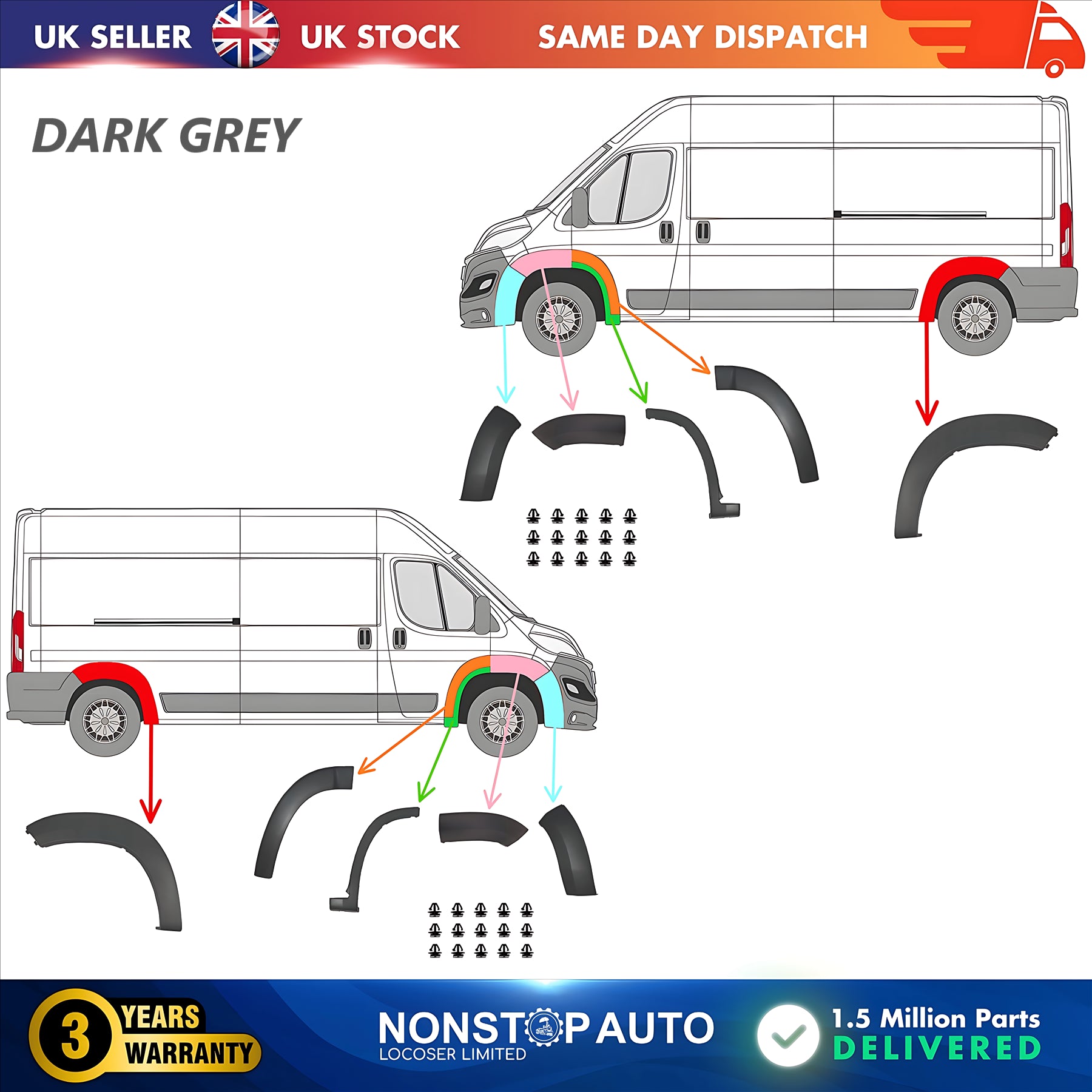 10X Wheel Arch Trim Moulding Left and Right Set For CITROEN Relay PEUGEOT Boxer FIAT Ducato 2014 on