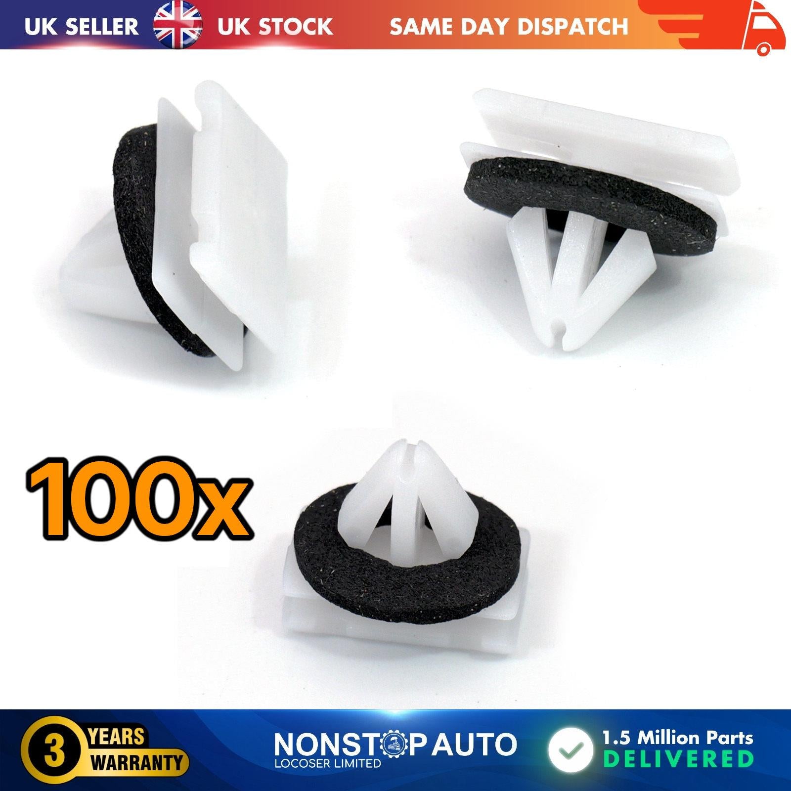 100x Wheel Arch Side Panel Trim Clips For VAUXHALL Mokka JEEP Cherokee CHEVROLET Aveo FORD Ecosport 15127746 11562250 11571175