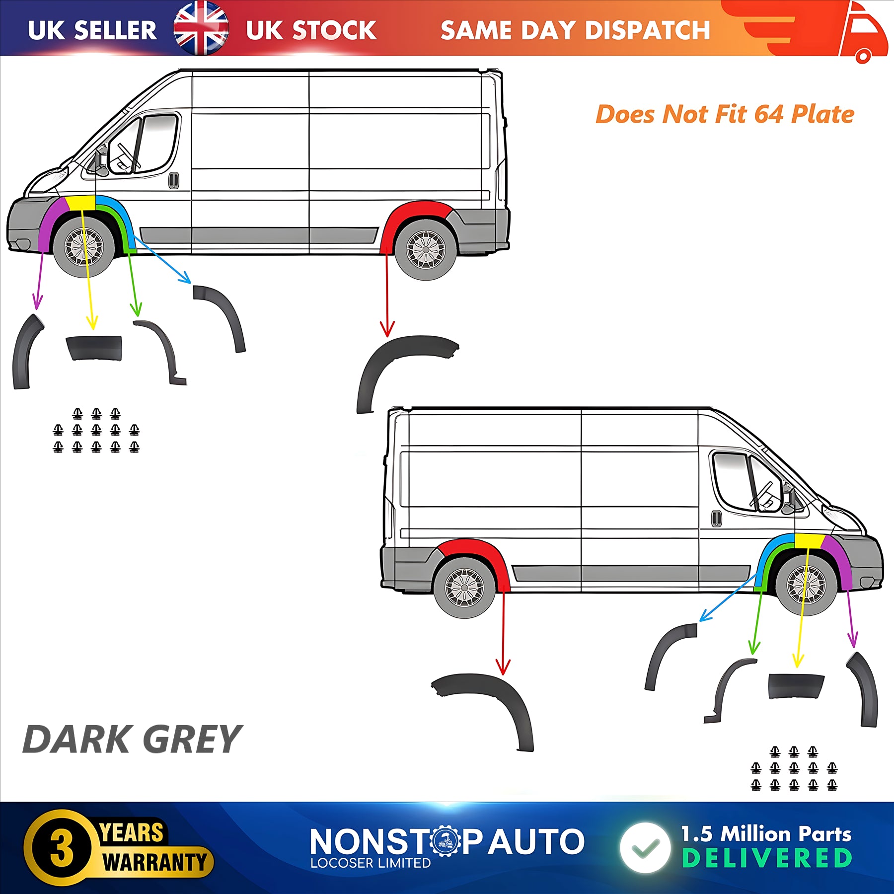 10X Wheel Arch Trim Moulding Left and Right Set For CITROEN Relay PEUGEOT Boxer FIAT Ducato 2006-2014