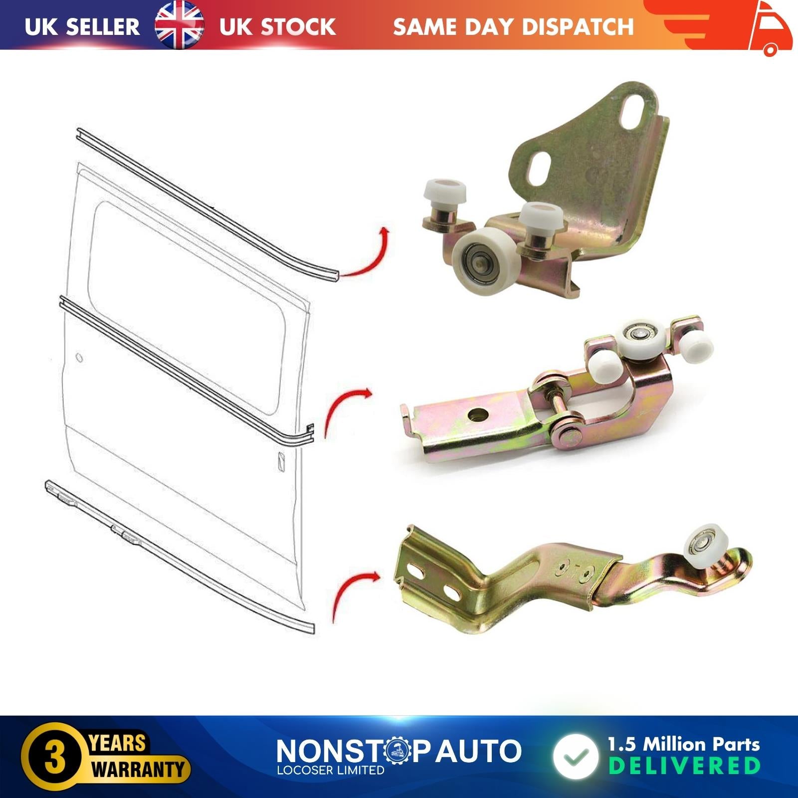 3X Sliding Door Roller Guide Hinge Bottom Middle Top Right For MERCEDES Sprinter VW LT MK2