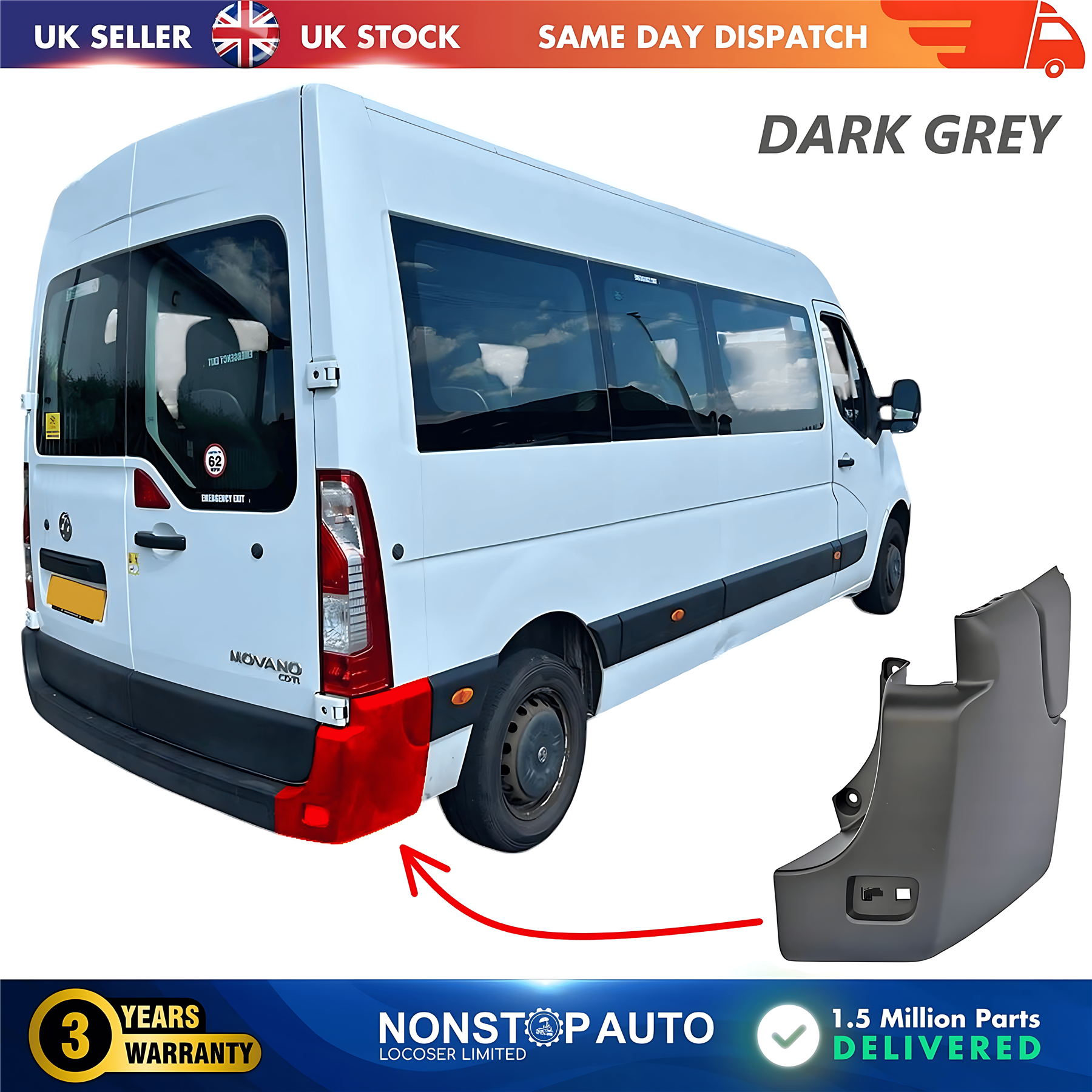 Rear Bumper Corner End Right For VAUXHALL Movano B 2009 on 851200001R