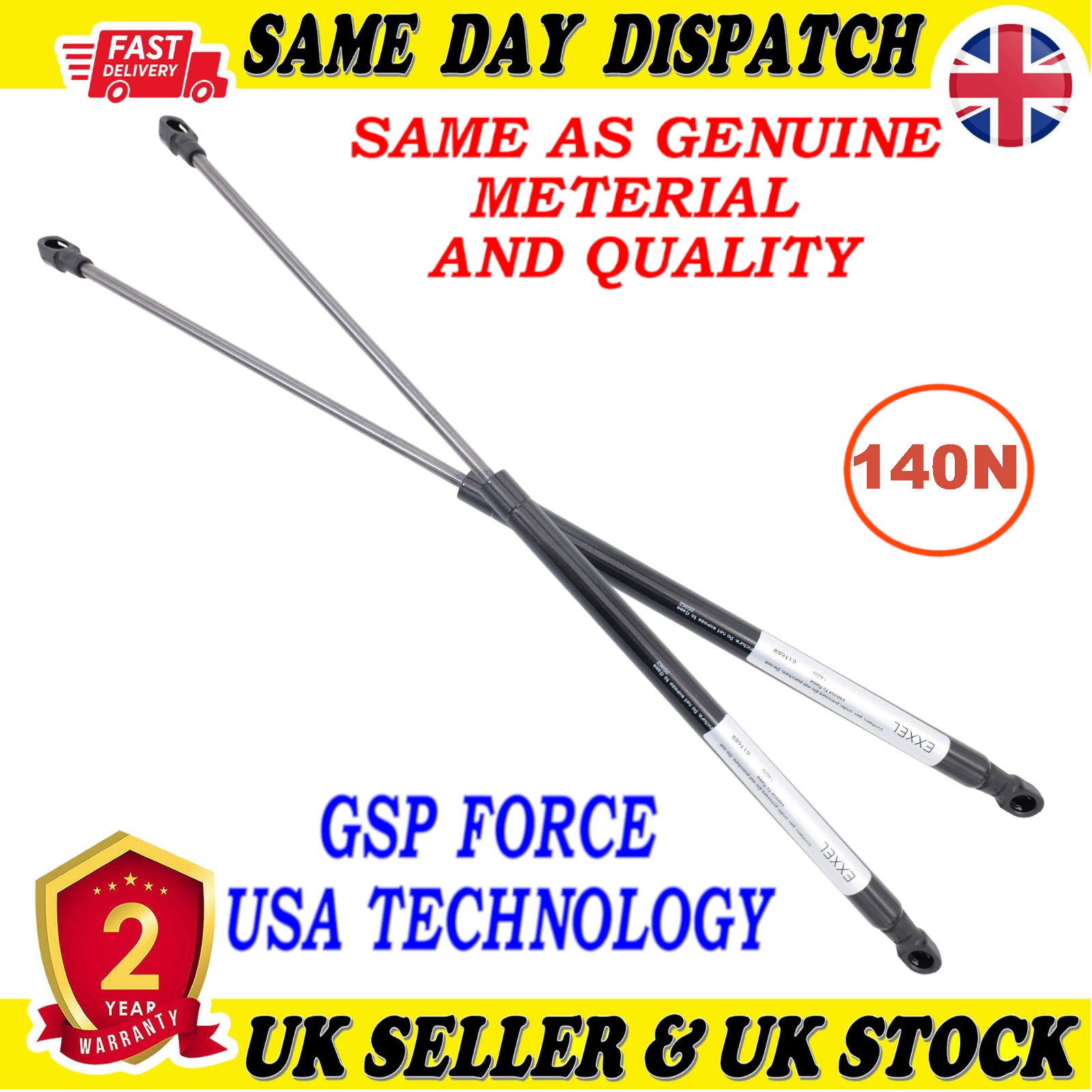 2X TAILGATE BOOT GAS STRUTS 140 Newton FOR CITROEN BERLINGO PEUGEOT PARTNER 8731R8