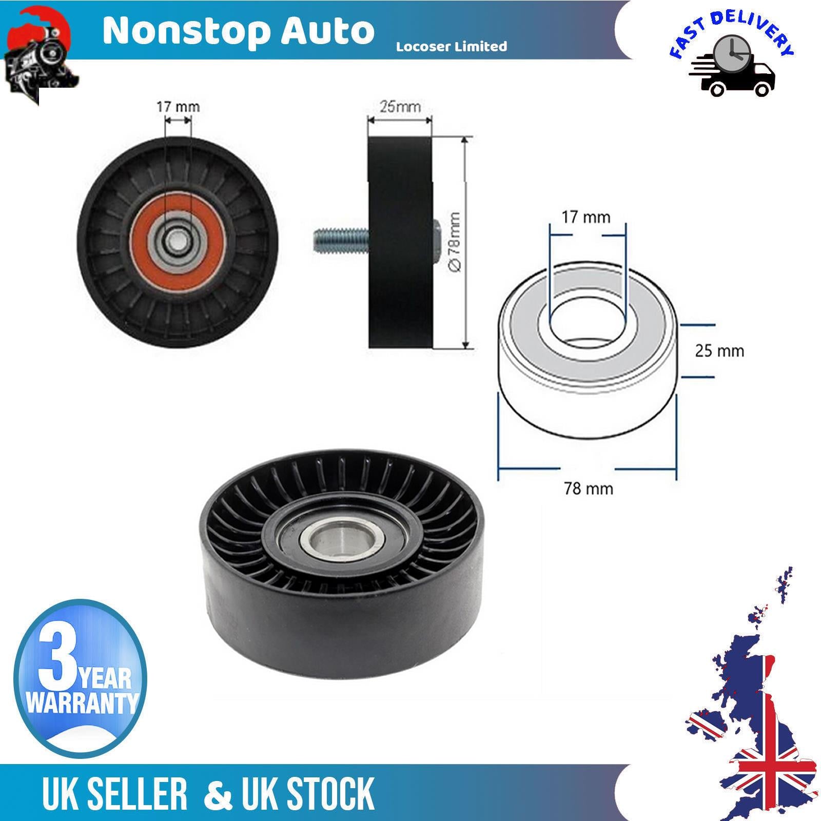 Fan Belt Tensioner Pulley -V- Ribbed Belt Idler For Jumpy I Xsara Evasion 575160