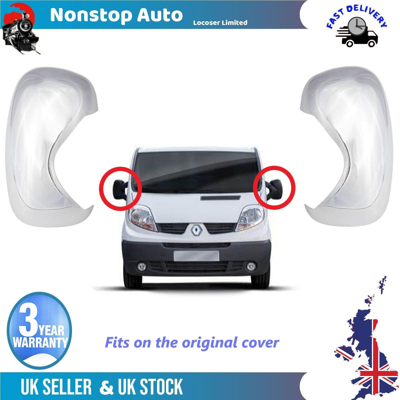 Wing Mirror Covers Caps Chrome Left And Right for RENAULT Trafic II 2001-2014