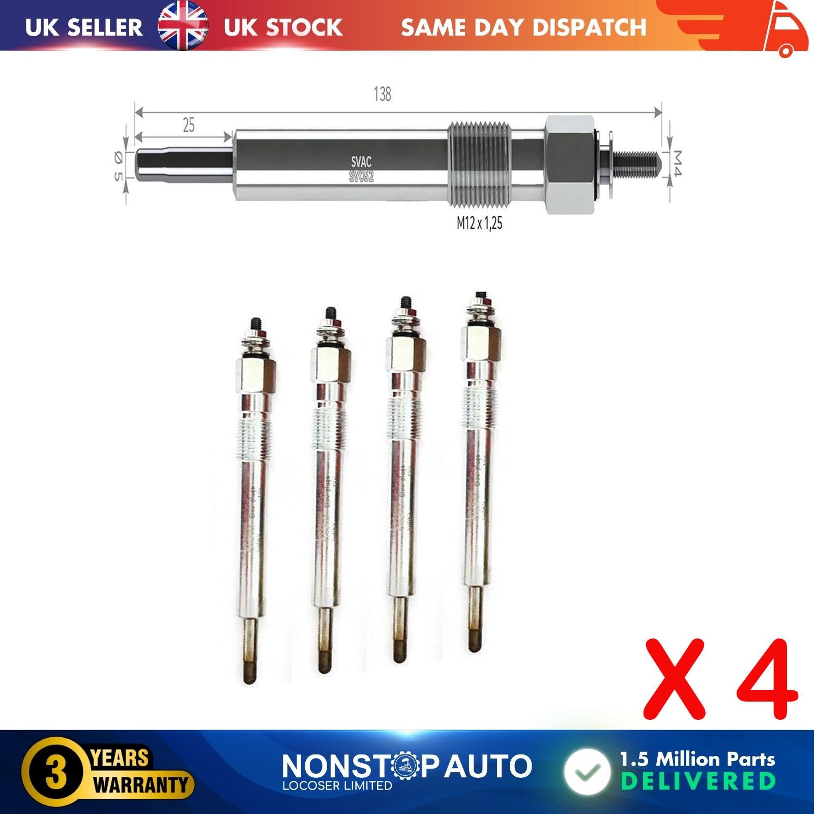 4X Glow Plugs For VAUXHALL Campo Frontera A 8941337591