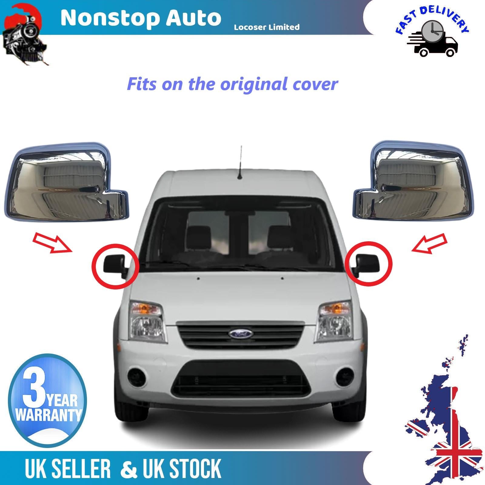 Wing Mirror Covers Caps Chrome Left And Right ForFORD Transit Connect 2009-2014