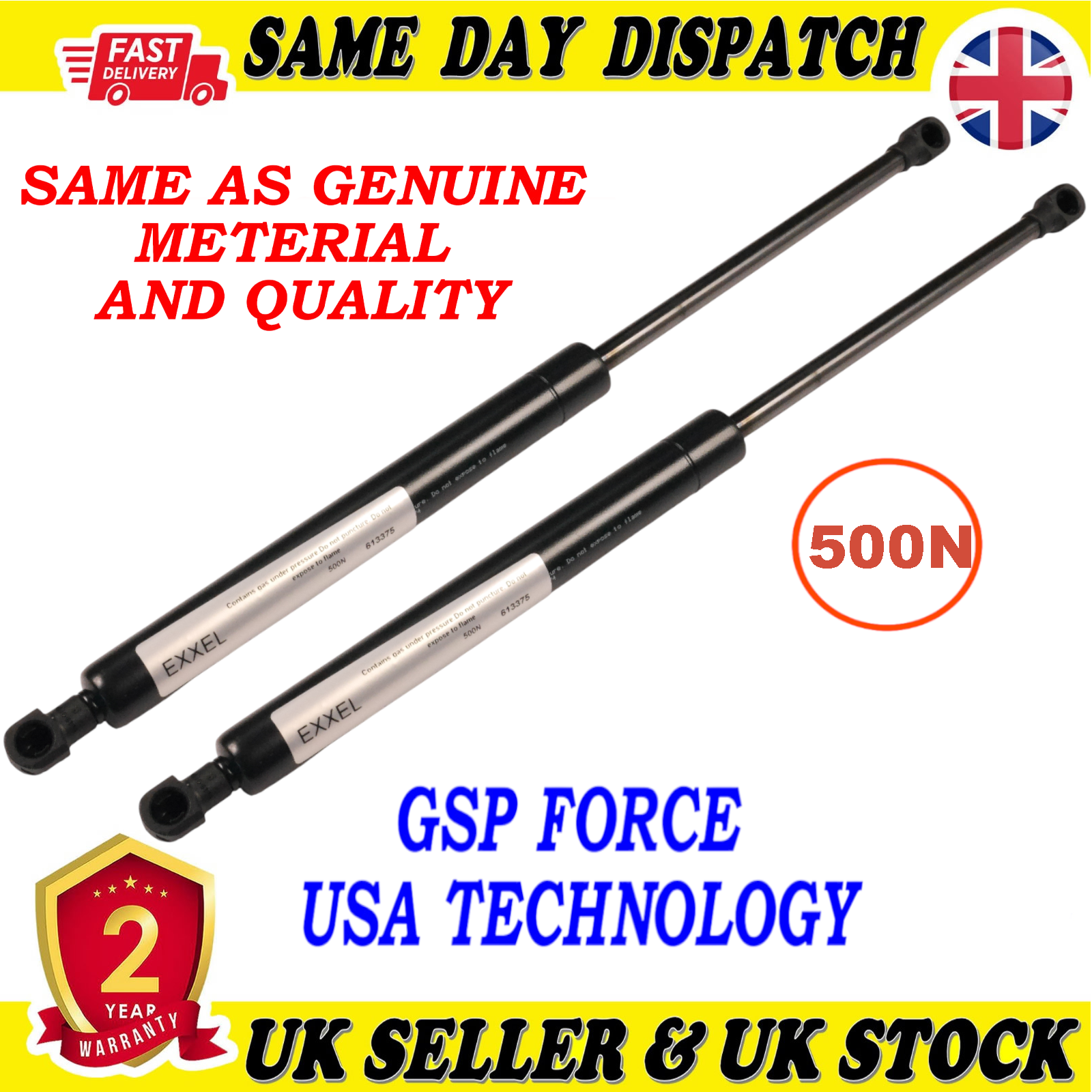 2X TAILGATE BOOT GAS STRUTS 500 Newton FOR HONDA JAZZ II 04741SAA000