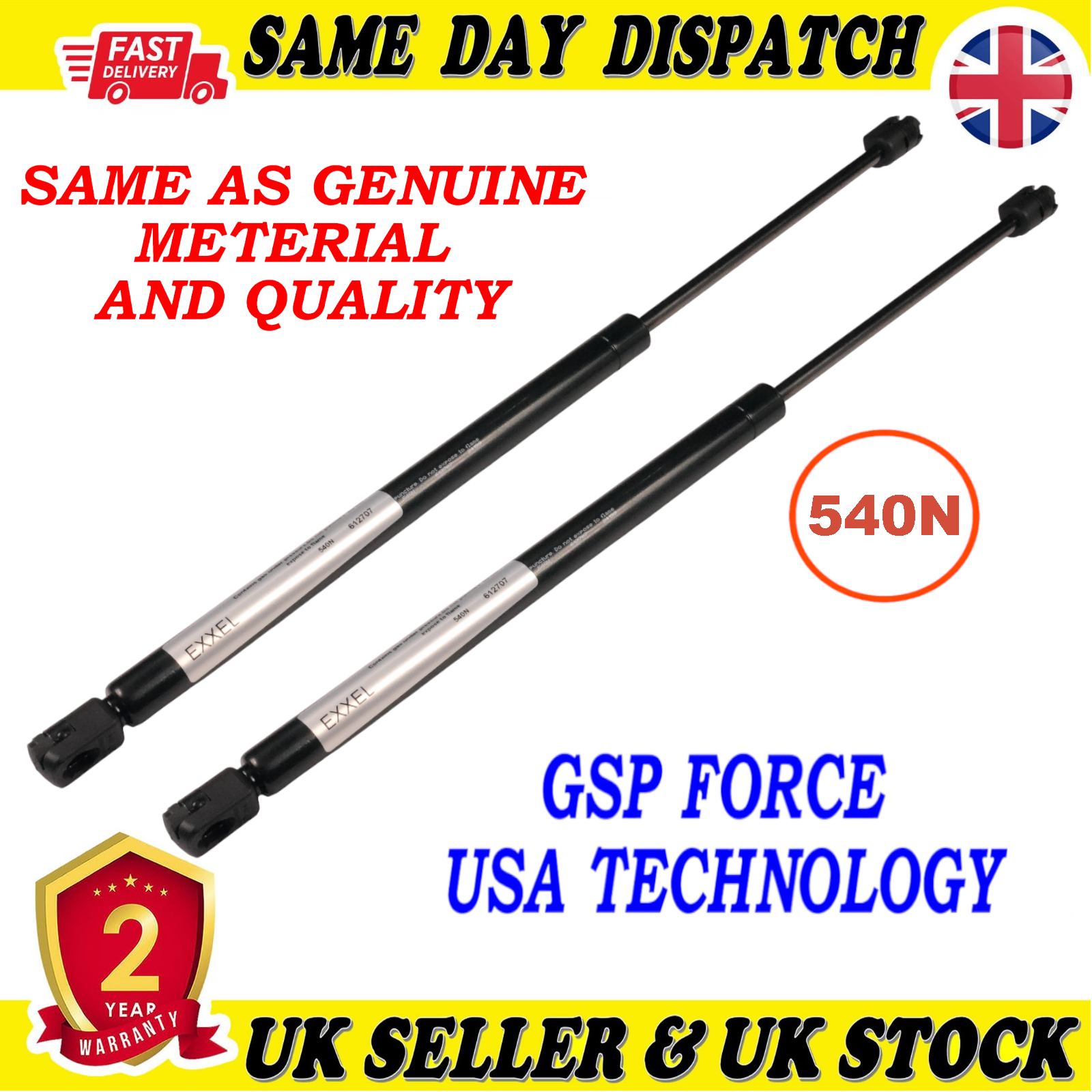 2X TAILGATE BOOT GAS STRUTS 540 Newton FOR MITSUBISHI  LANCER CARGO LANCER VII OUTLANDER MR991807