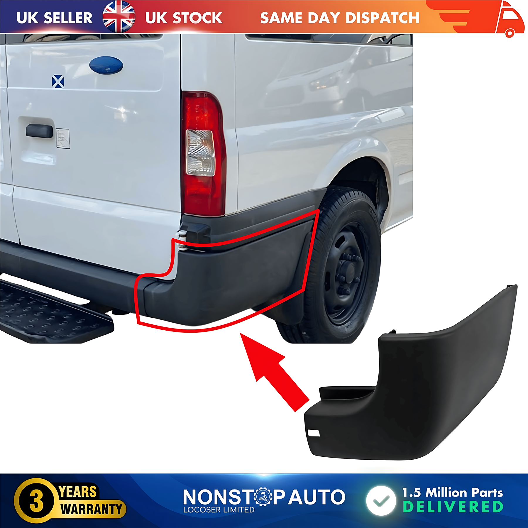 Rear Bumper End Cap Corner Right For FORD Transit MK6 MK7 2000-2014 YC1517926