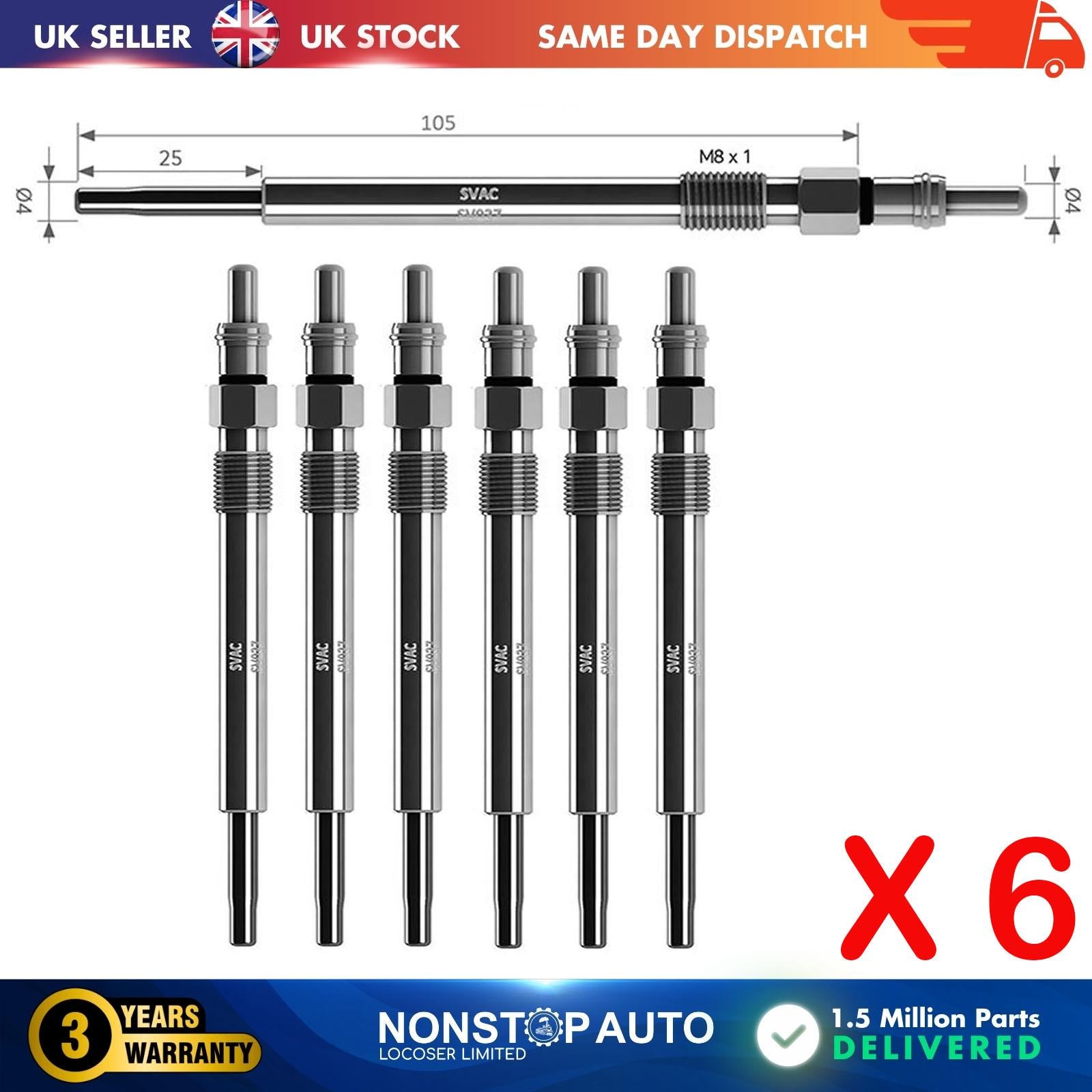 6X Glow Plugs For LAND ROVER Discovery III IV Range Rover III 1354289