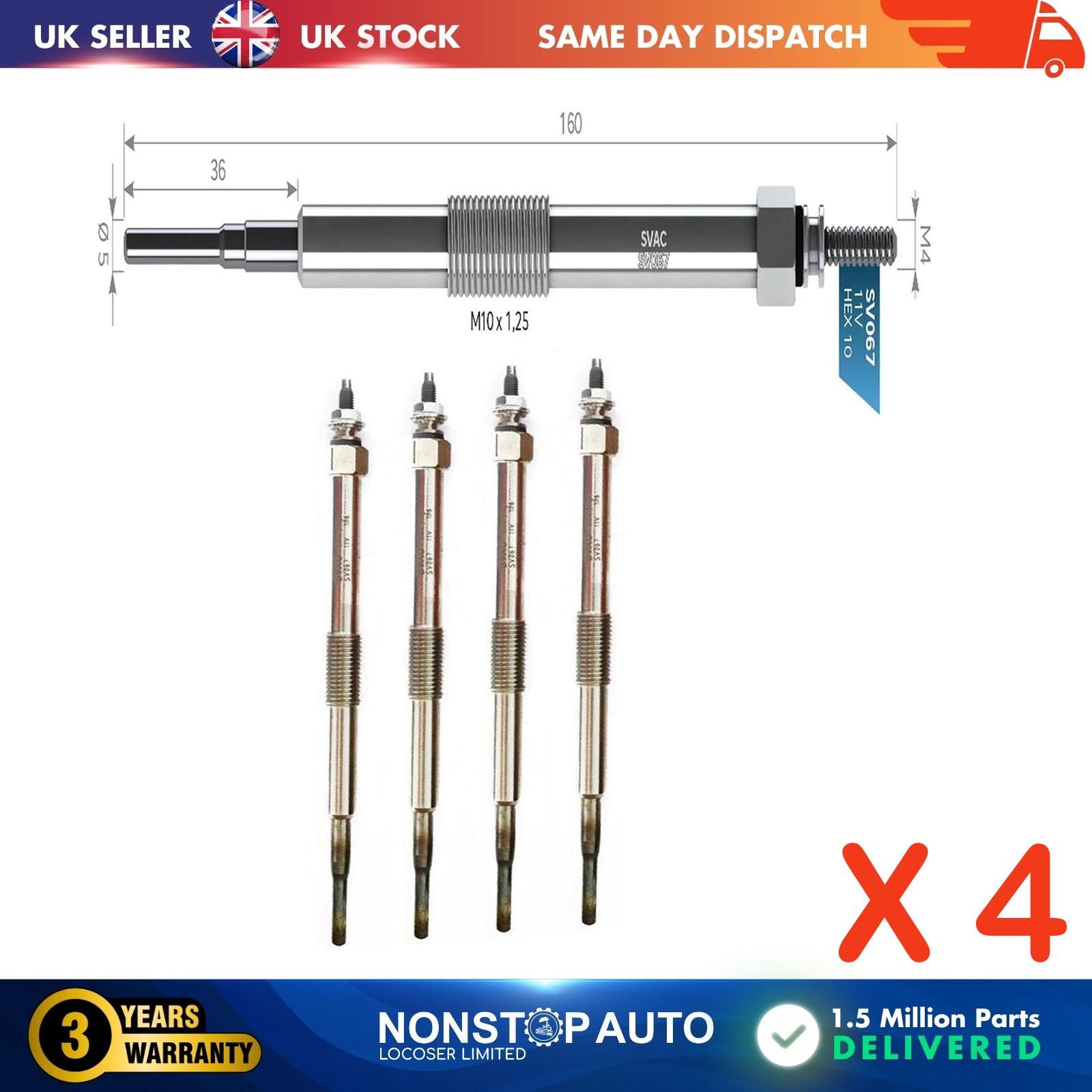 4X Glow Plugs For TOYOTA Auris Corolla Yaris Verso 198500W010