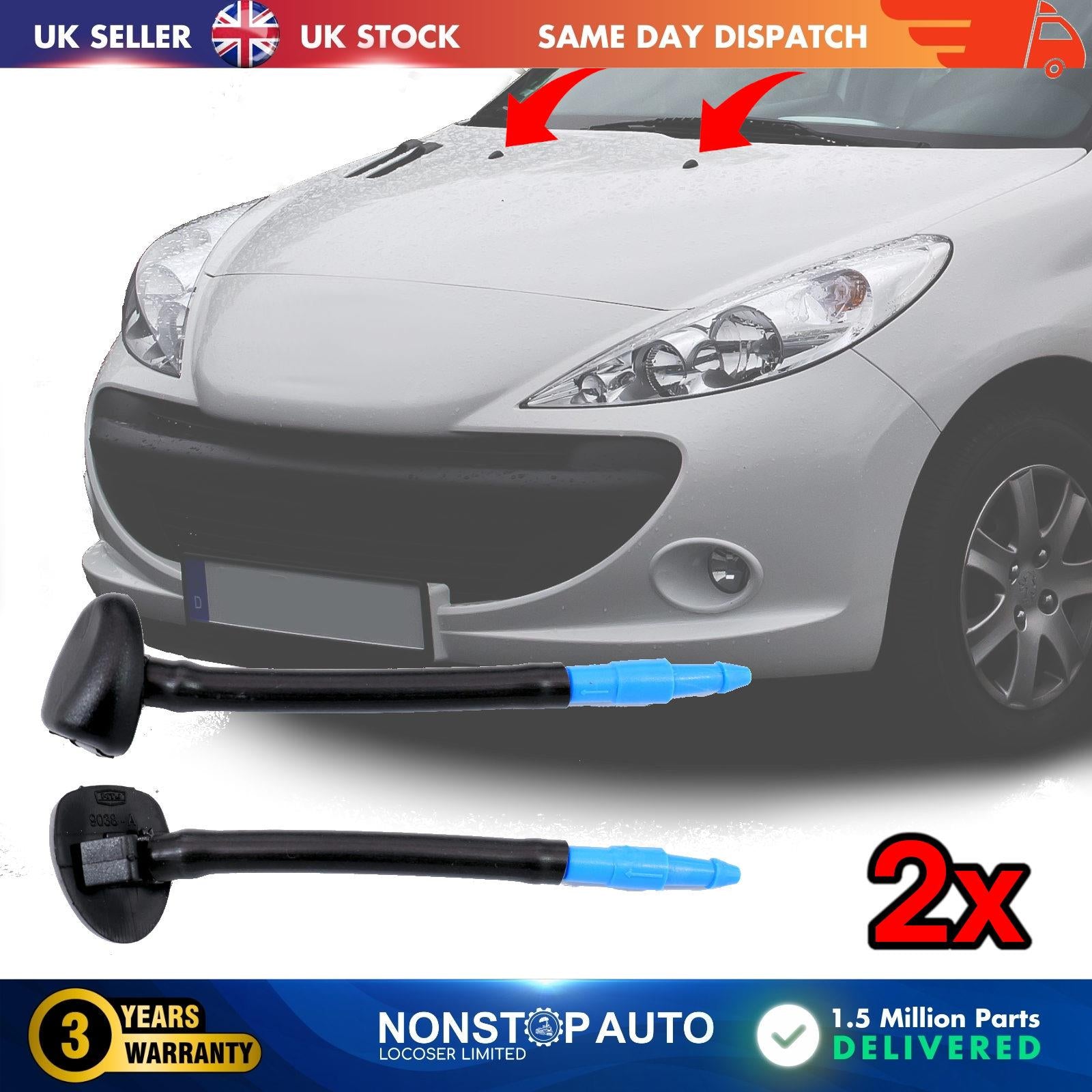 2X Front Windscreen Washer Nozzle Jet Spray For Citroen C2 C3 C5 Peugeot 206 407 6438.Z1