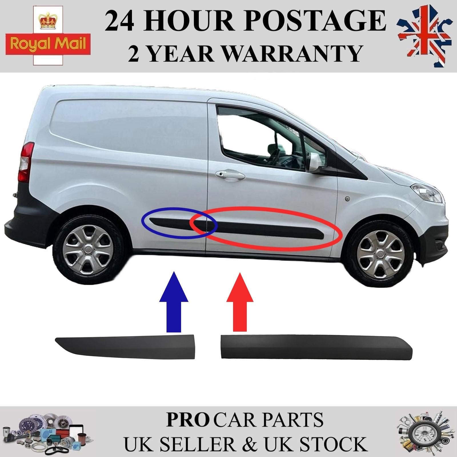 2X Side Moulding Strip Panel Front and Rear Right For FORD Transit Courier 2014 on ET7629426 ET7629396A