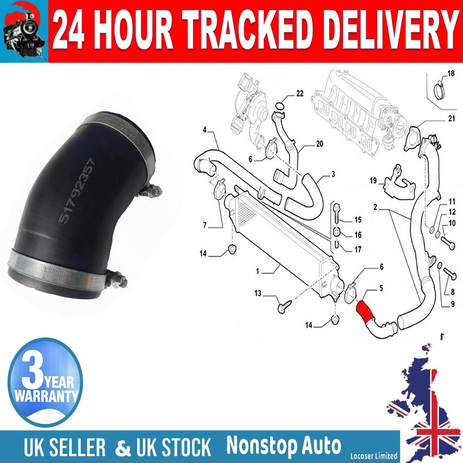 TURBO INTERCOOLER HOSE PIPE FOR FIAT BRAVO II LANCIA DELTAIII 1.6 MULTIJET 51792357