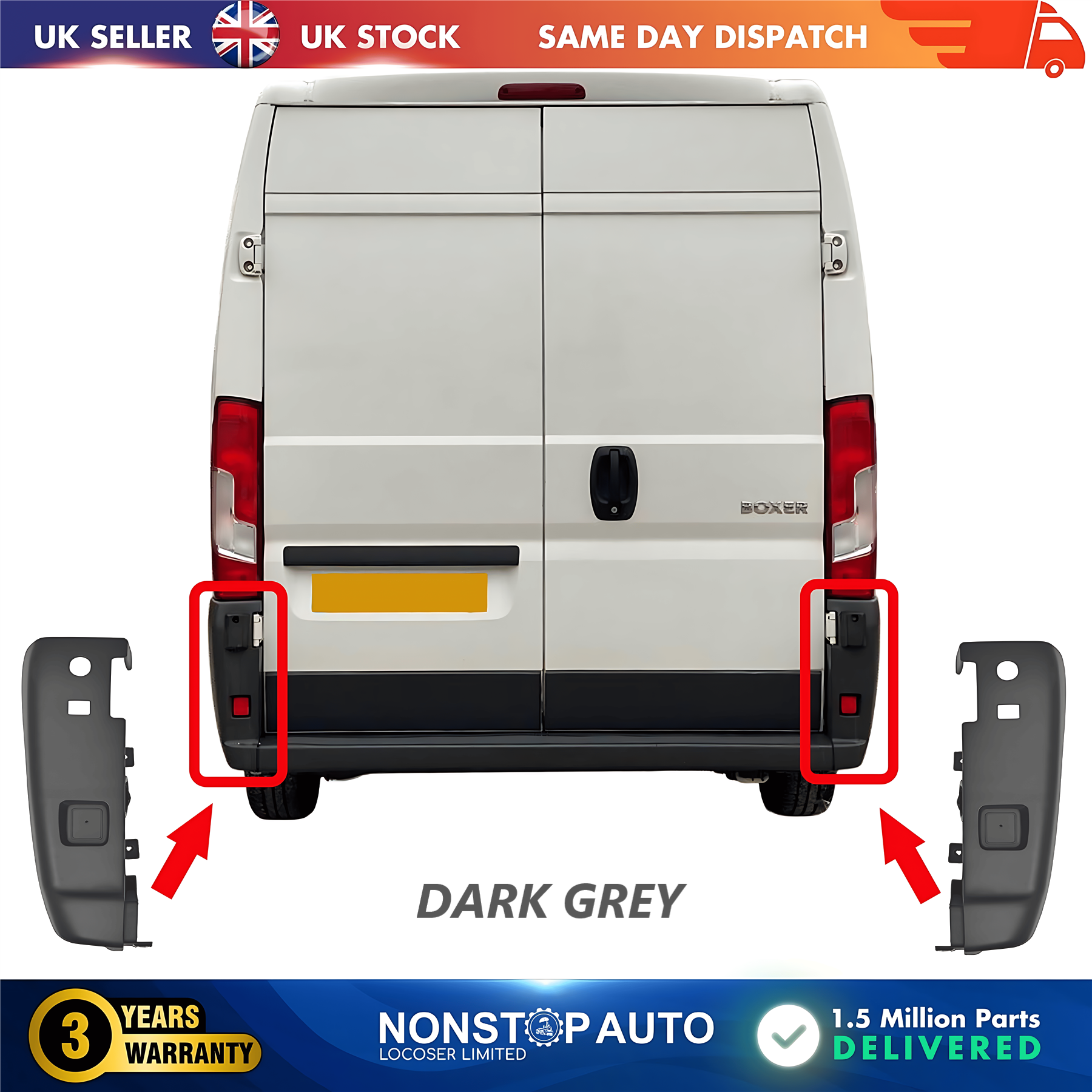 2X Rear Bumper Corner End Left and Right For CITROEN Relay PEUGEOT Boxer FIAT Ducato 2006 on