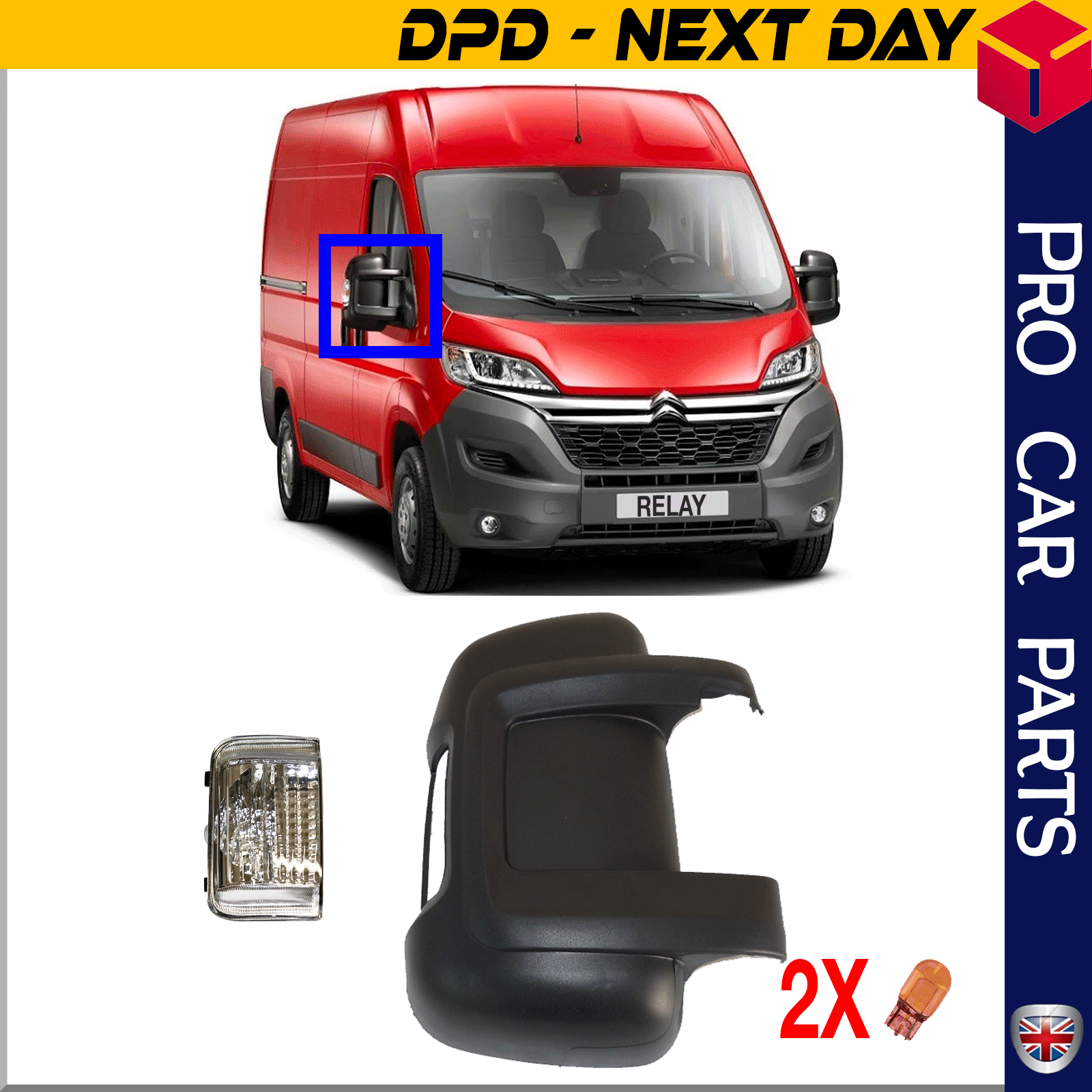 Fiat Ducato Peugeot Boxer Citroen Relay wing mirror cover cap and indicator right side