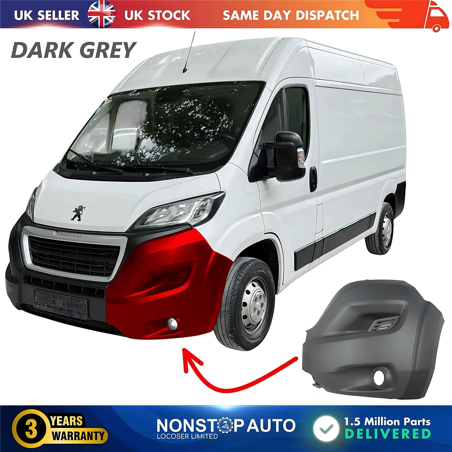 Front Bumper Corner Cap Left With Fog Hole For PEUGEOT Boxer 2014 on 1612430580