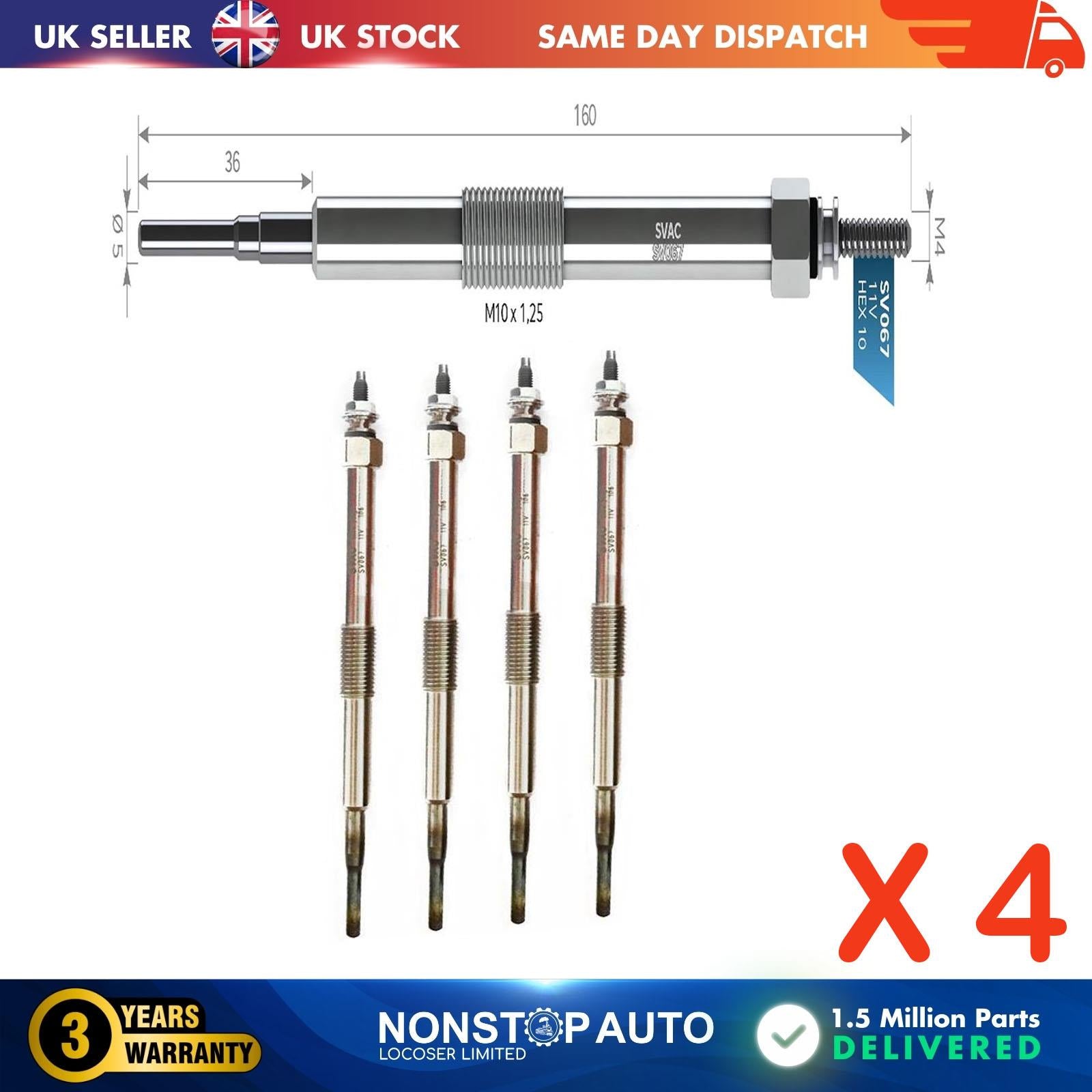4X Glow Plugs For MINI Mini One D 2003-2006 12237791101