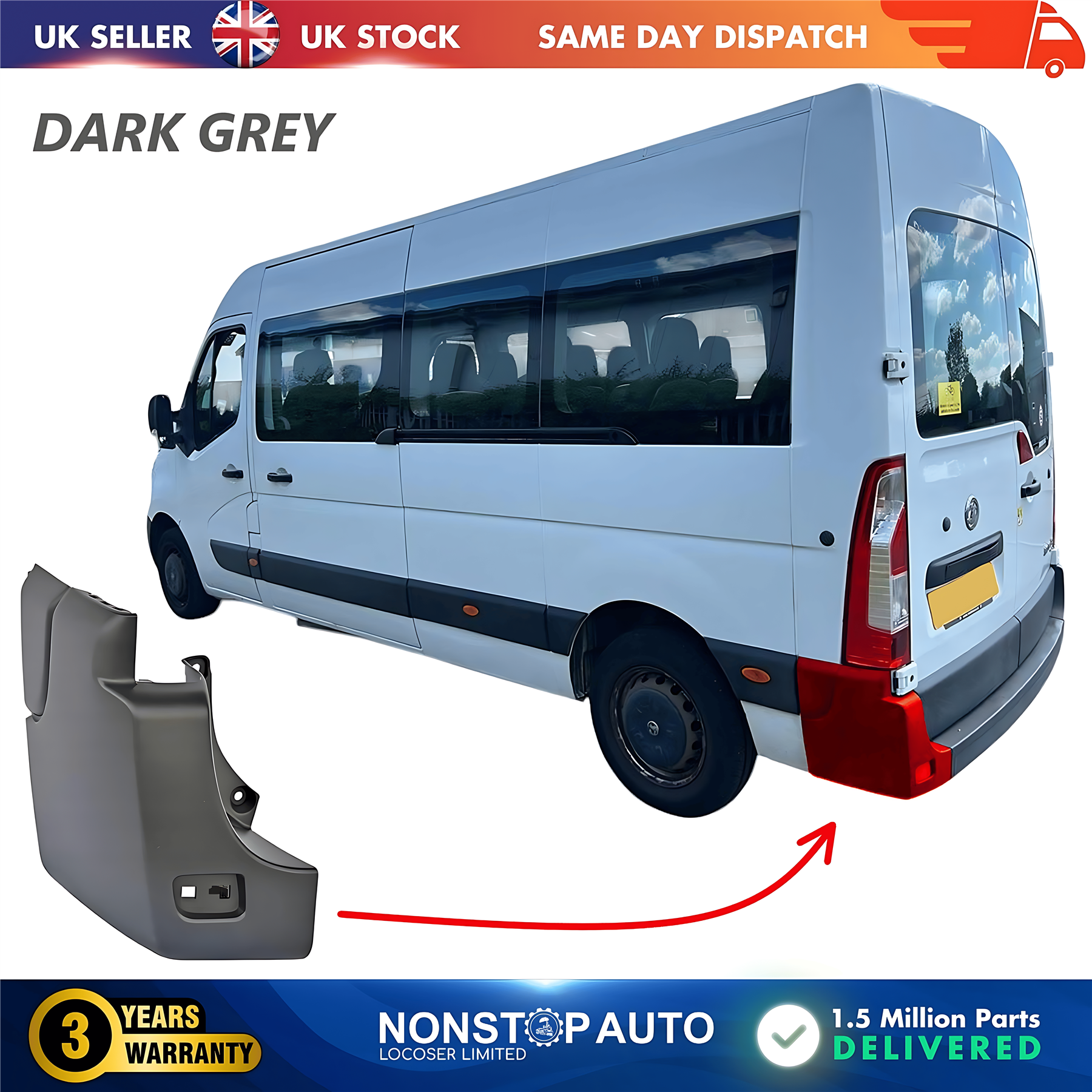 Rear Bumper Corner End Left For VAUXHALL Movano B 2009 on 851210001R