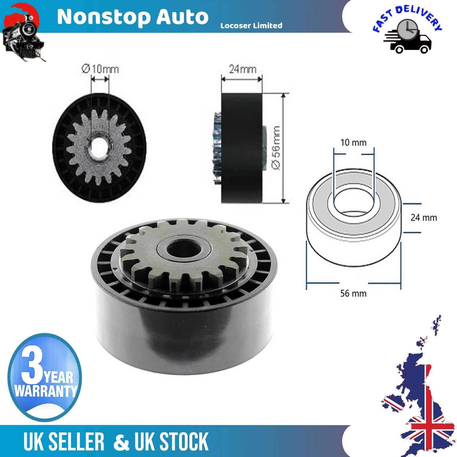 Fan Belt Tensioner Pulley - V - Ribbed Belt Idler For DACIA Sandero I II