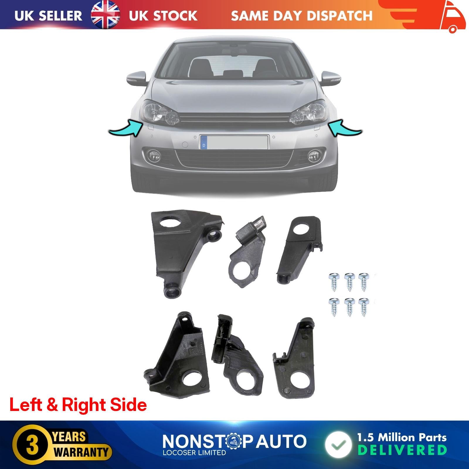 Headlight Repair Kit Bracket Mount Clips Right & Left For VW Golf Mk6 5K0998226