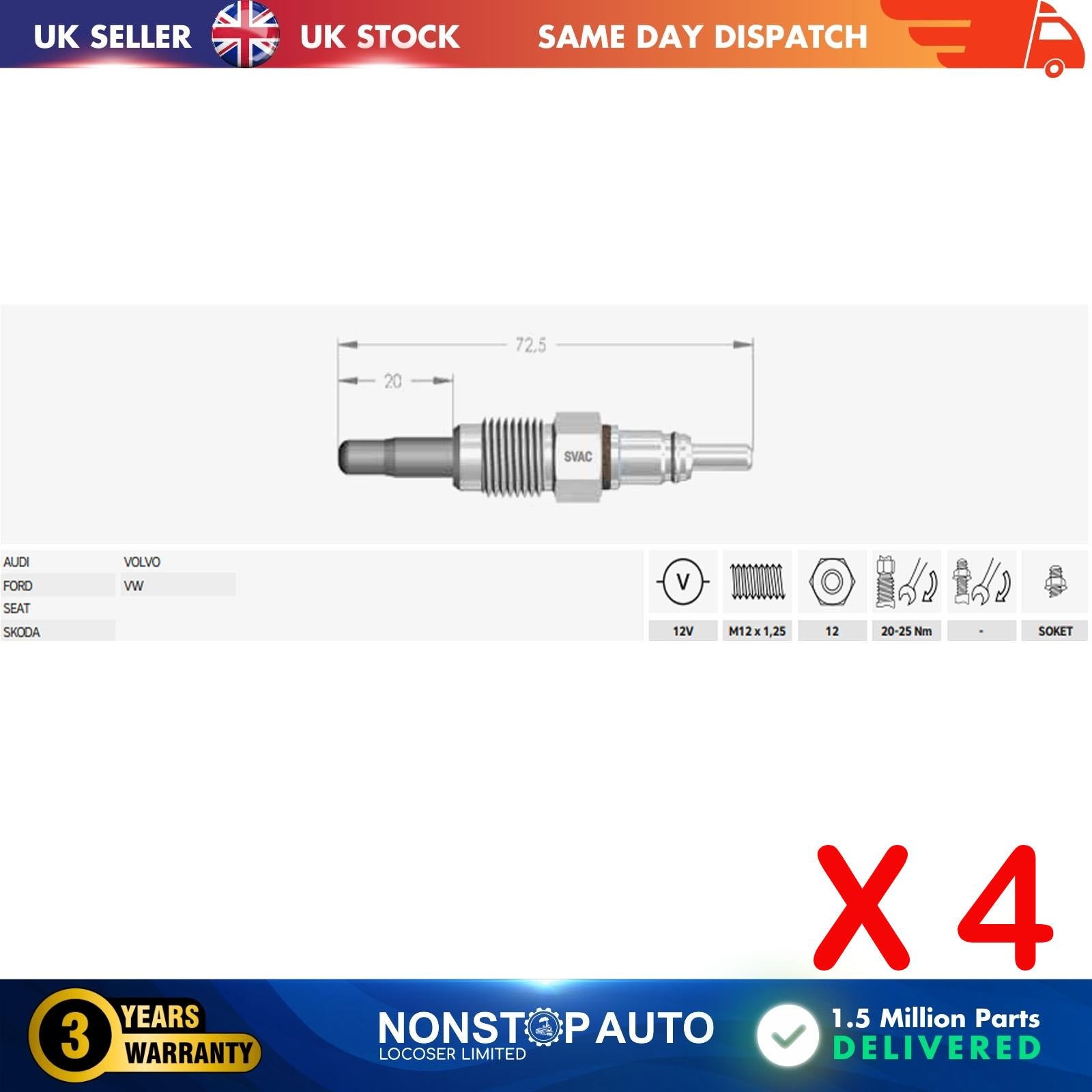 AUDI 80-A3-A4-A6-CAPRIO 1.9 TDI COOLINGWATER / FORD GALAXY 1.9 Tdi COOLING WATER / SEAT CORDOBA-IBIZA-LEON-TOLEDO 1.9 TDI / SKODA OCTAVIA 1.9 TDi Glow Plug / VW PASSAT 96 AUDI A3-A4 1.9TDI