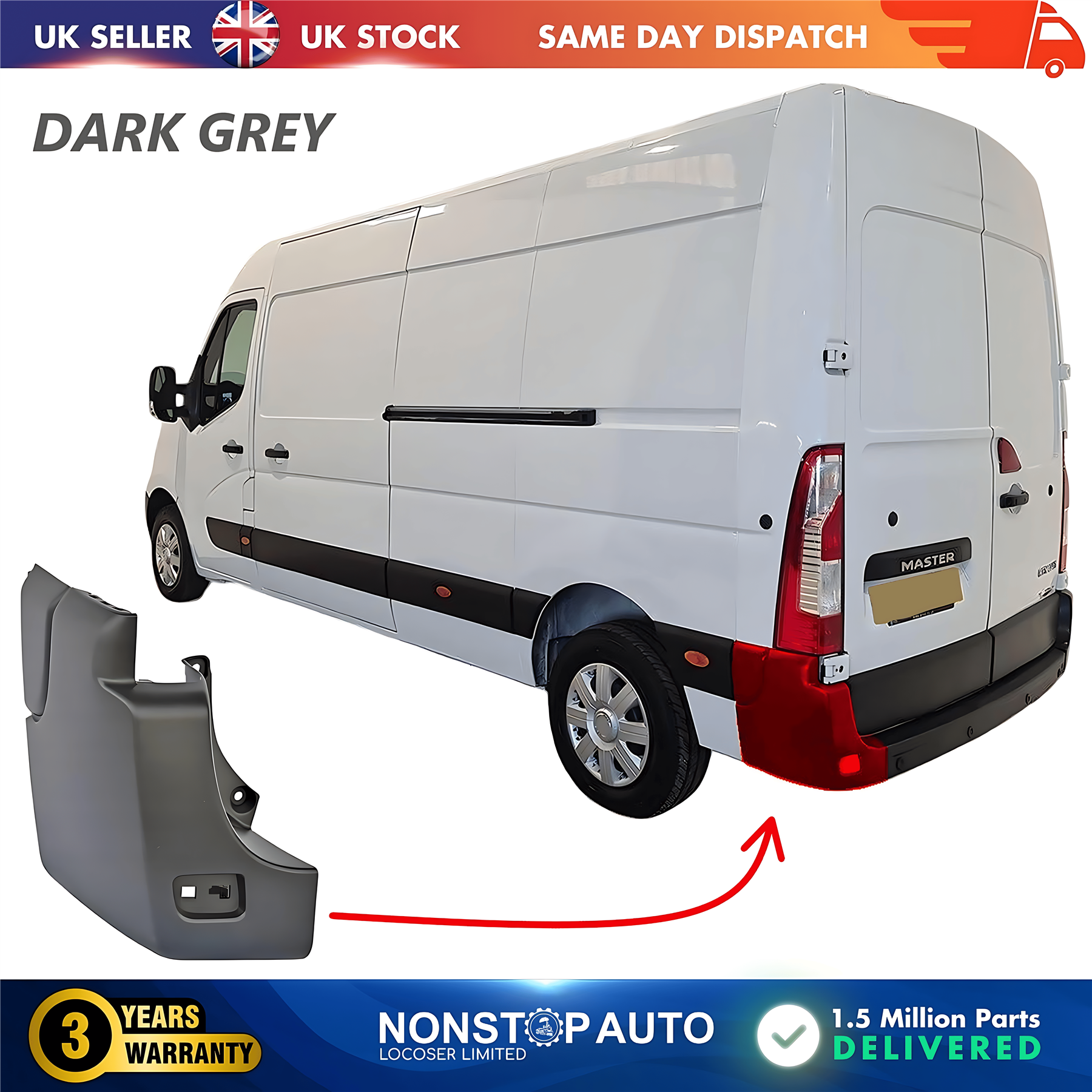 Rear Bumper Corner End Left For RENAULT Master III 2009 on 851210001R