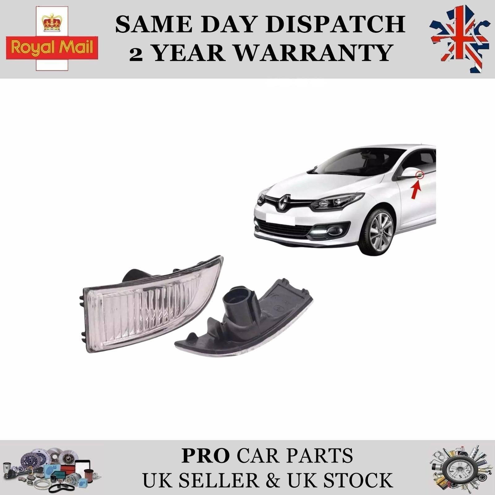 Wing Mirror Indicator Lens Left Side For RENAULT Grand Scenic III Megane III