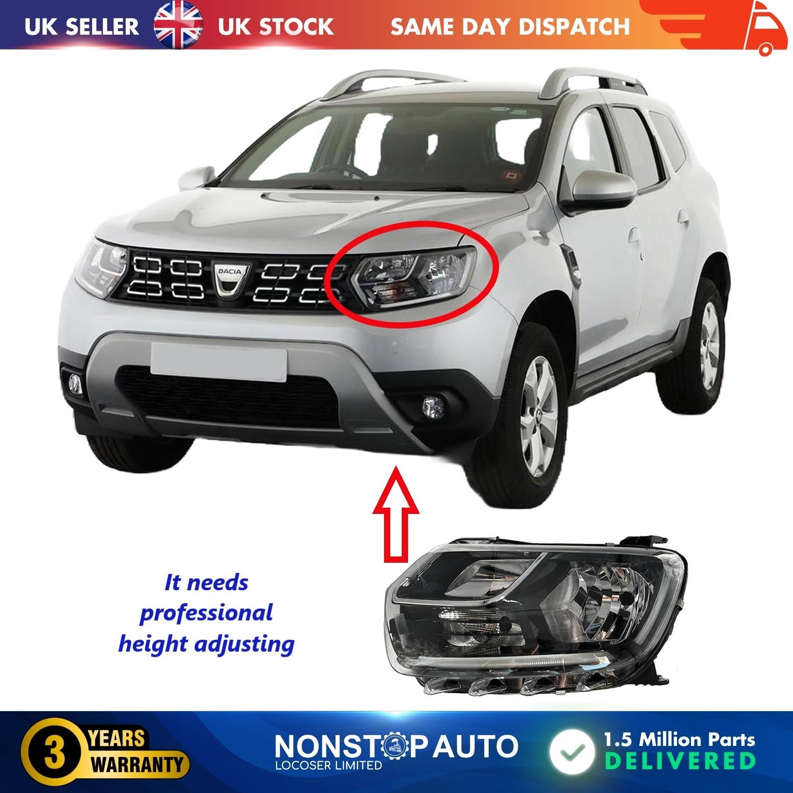 Headlight Led Daylight Headlamp Left For DACIA Duster 2017 on 260609367R