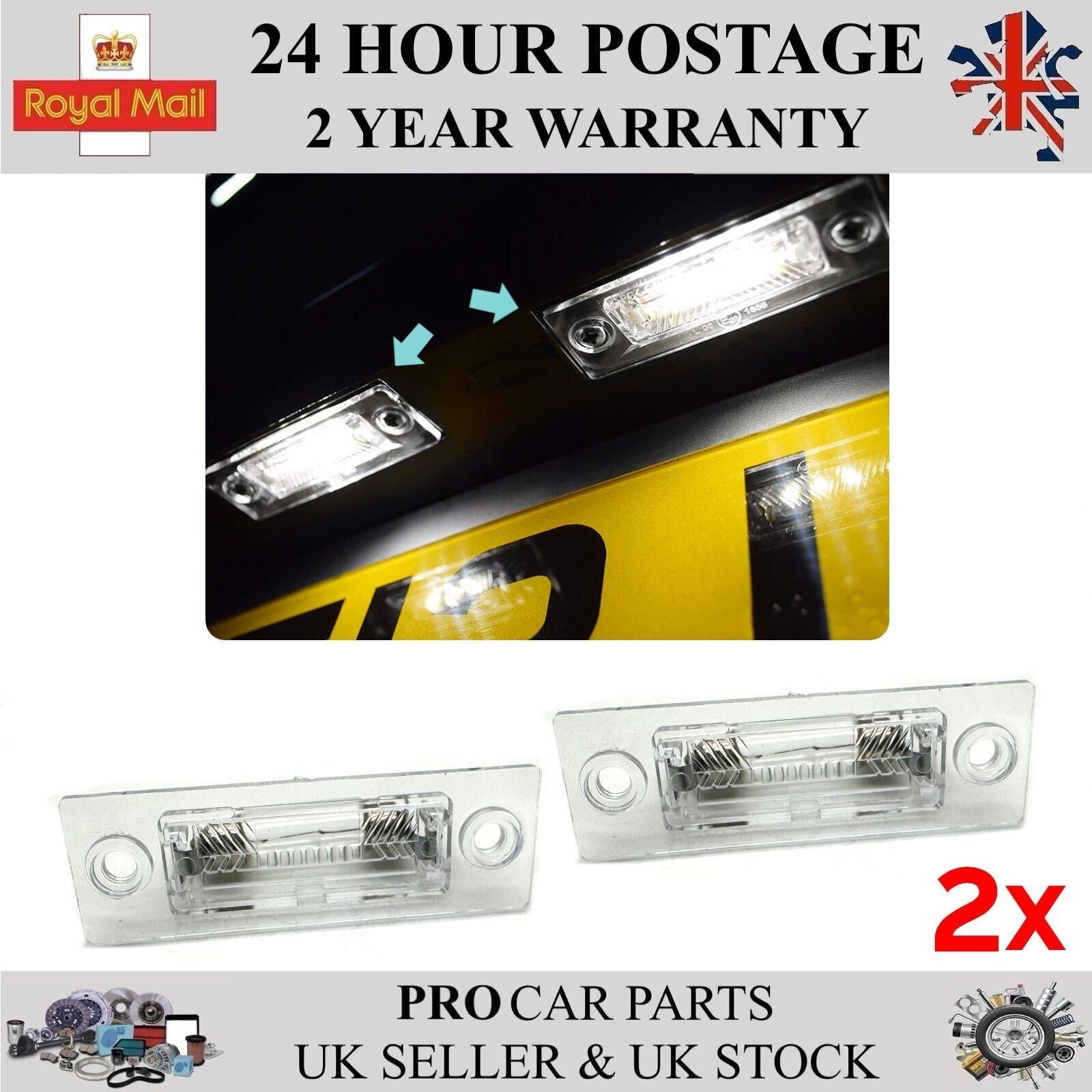 2X Licence Number Plate Light Lamp For VW Transporter Caddy Golf 3B5943021E