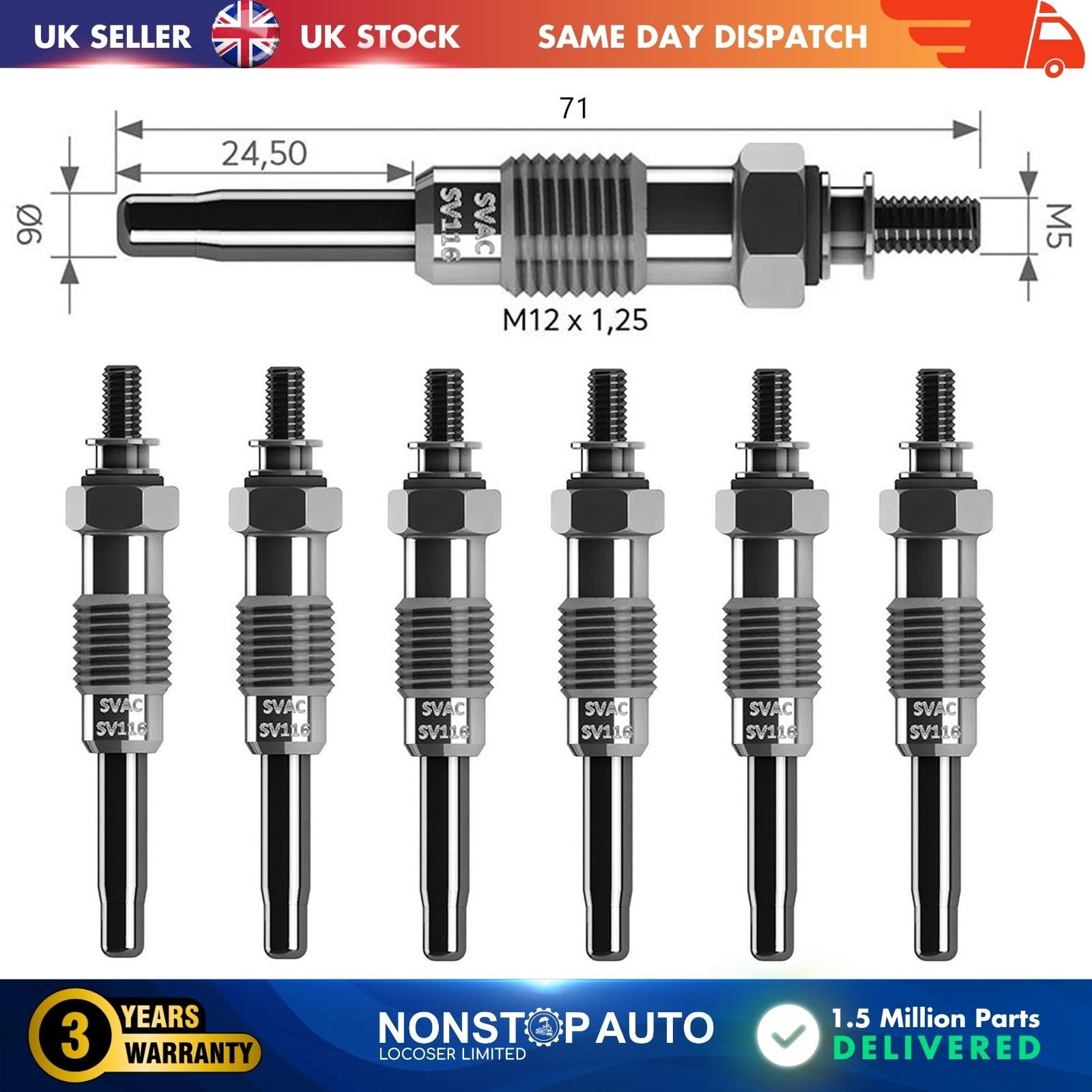 6X Glow Plugs For HYUNDAI ix55 3.0 V6 CRDi 4WD Lantra II 367103A000