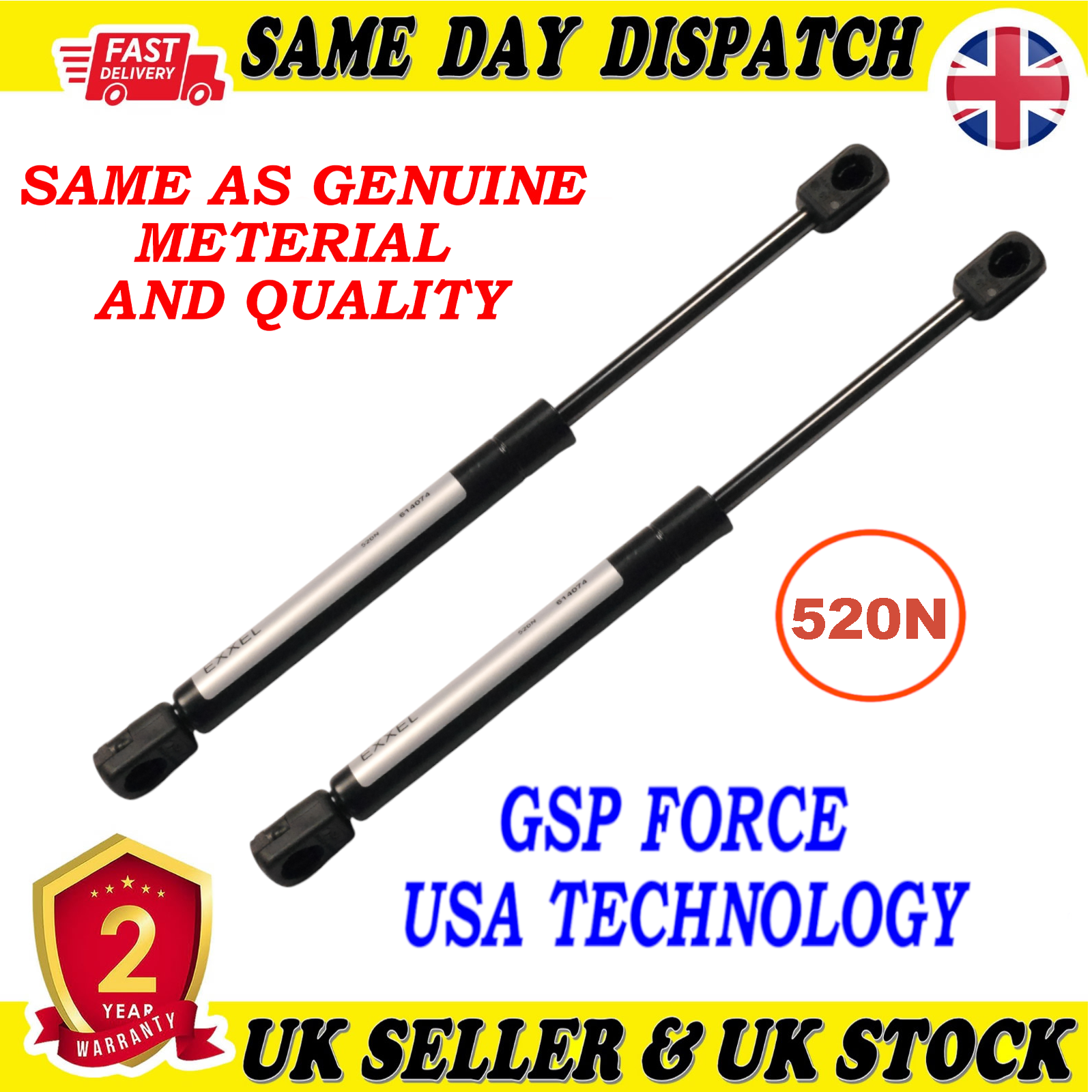 2X TAILGATE BOOT GAS STRUTS 520 Newton FOR AUDI A8 D4  4H0823359A