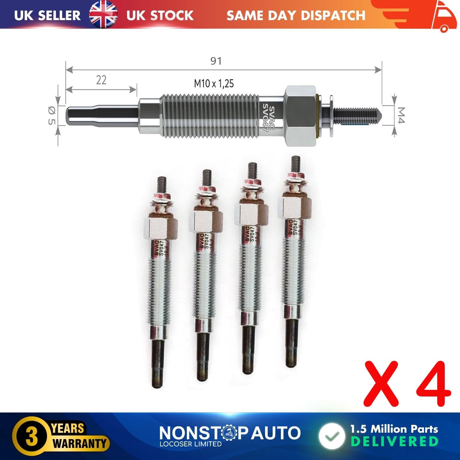 4X Glow Plugs For MITSUBISHI Galant IV Pajero I II L200 L300 1106563G00
