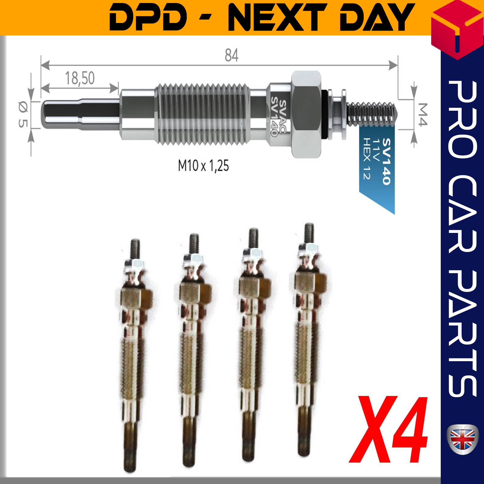 4 X KIA FRONTIER- PREGIO / NISSAN BLUEBIRD-PULSAR-VANETTE 1.7-2.0 D Glow Plug