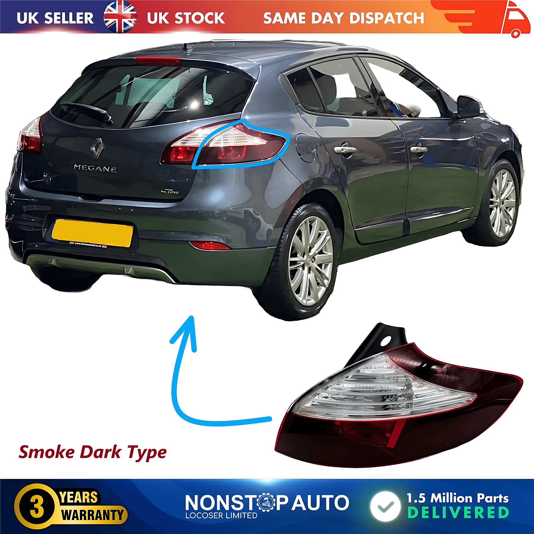 Rear Outer Light Lamp Right For RENAULT Megane III 2013-2016 265501650R
