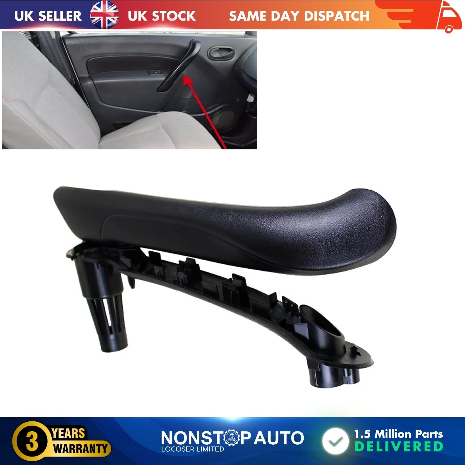 FRONT INNER DOOR HANDLE GRIP BLACK LEFT FOR RENAULT KANGOO MK2 CITAN W415 NV250 NISSAN NV250