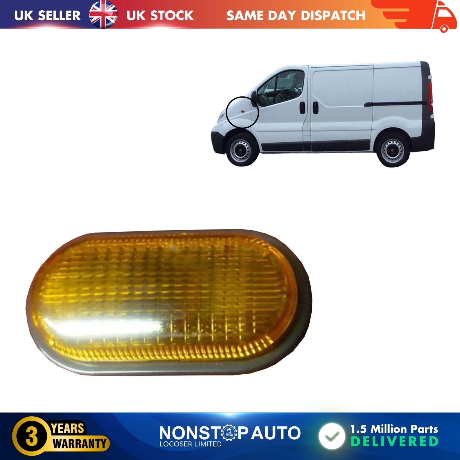 Side Indicator Repeater Lens Light Amber Colour FitsOPEL Movano Vivaro