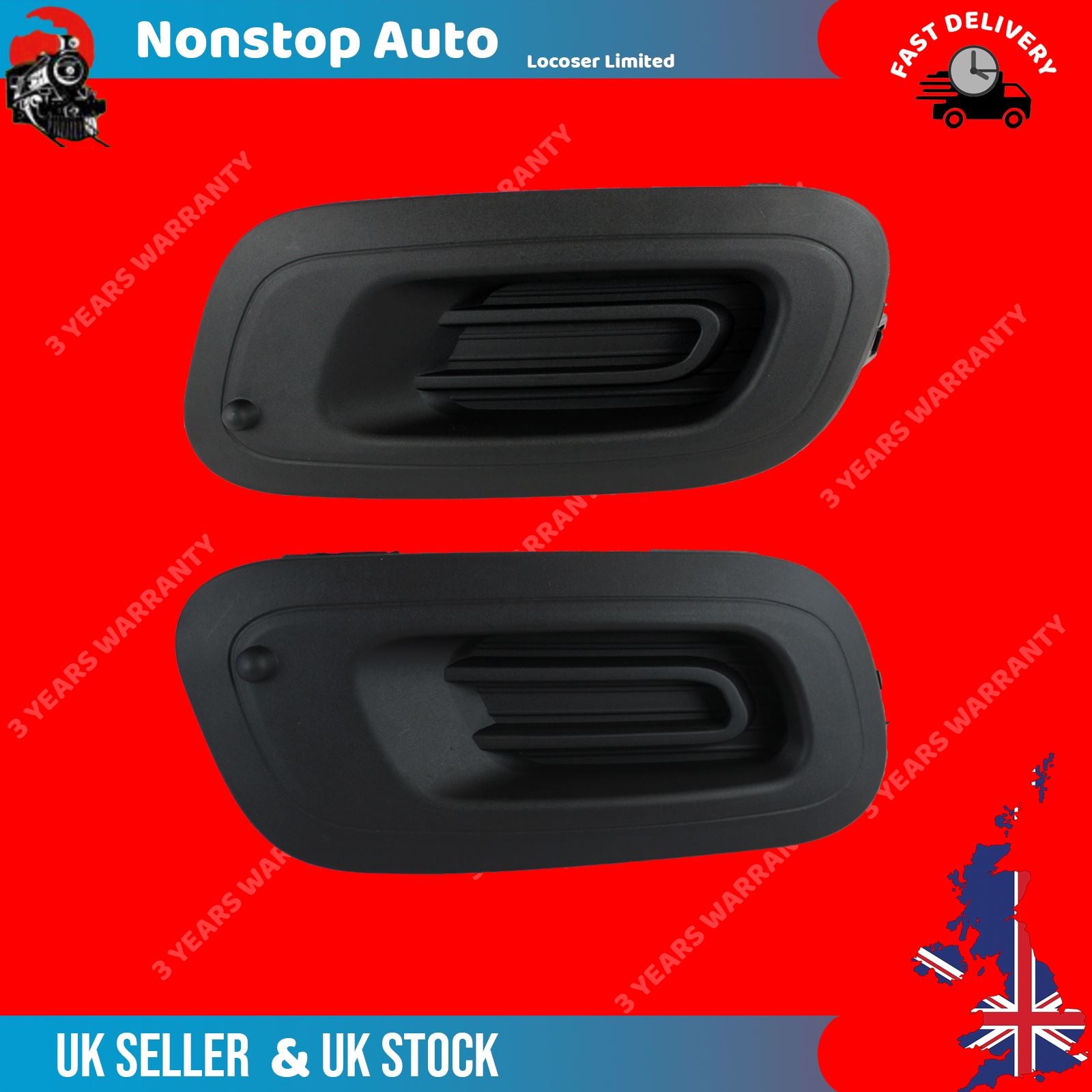 2X BUMPER GRILL Fog Light COVER  FITS FIAT PANDA MK3 735537025,735537026