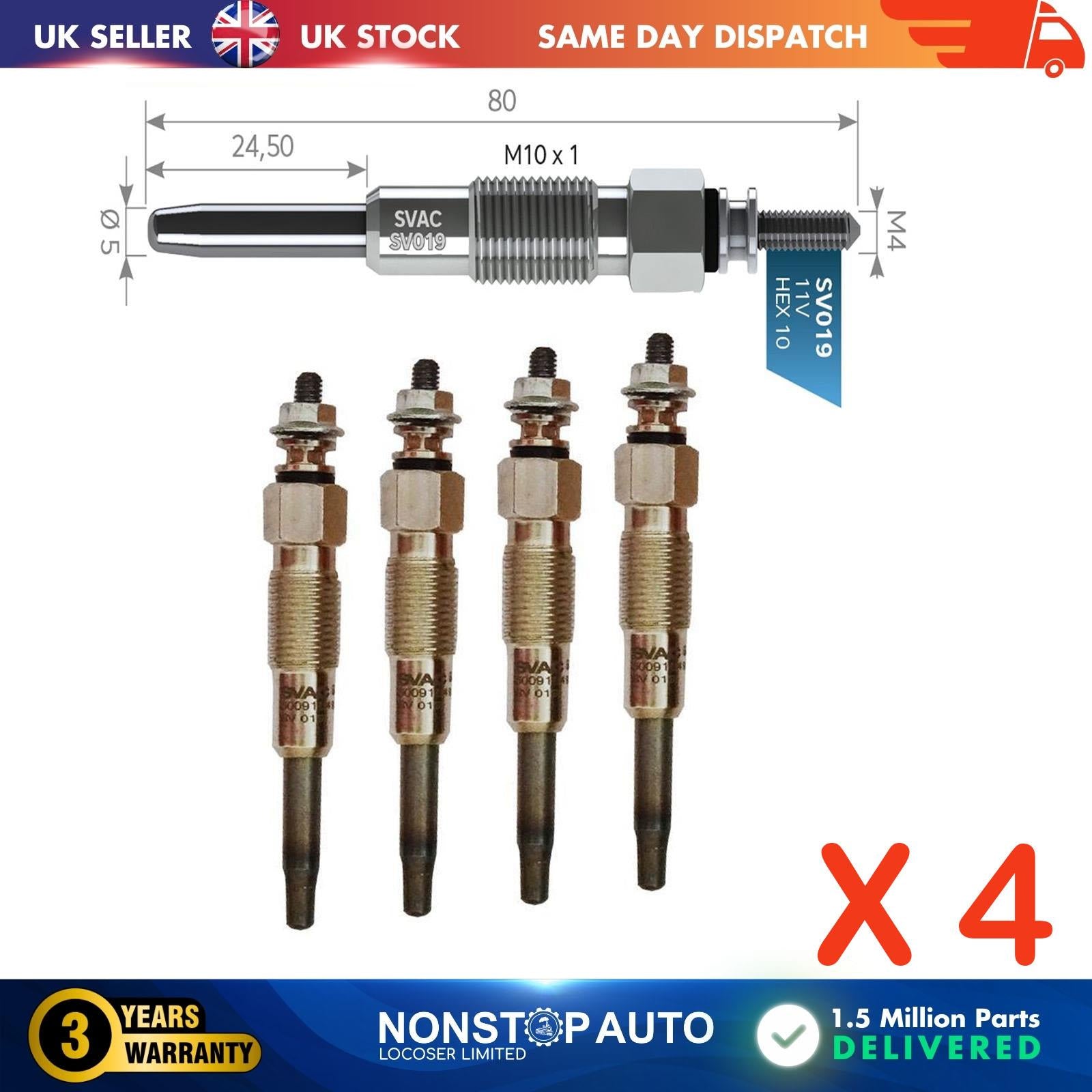 4X Glow Plugs For PEUGEOT Boxer 2.8 D HDi 5960K5