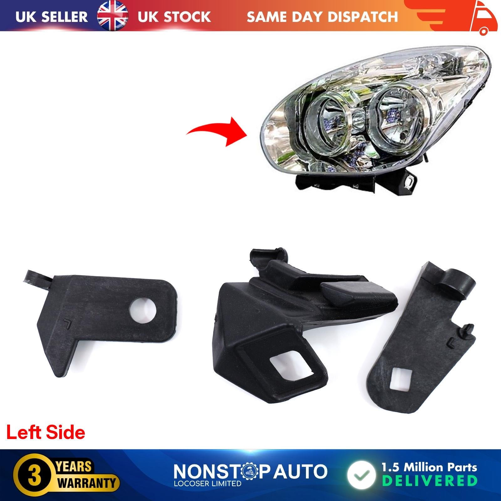 Headlight Repair Kit Bracket Mount Clips Left For FIAT Doblo 51810672