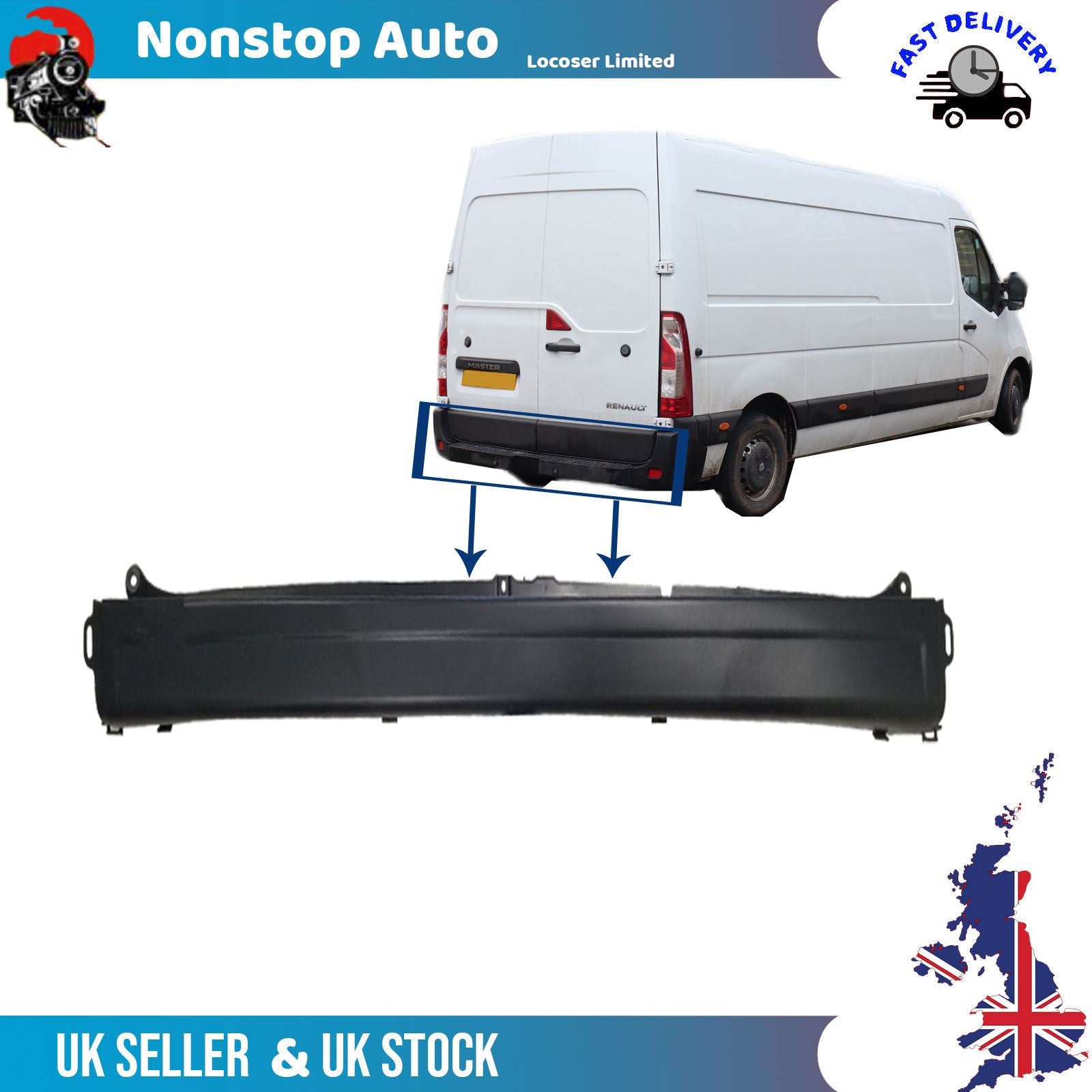 Rear Bumper Center Step Cover Bumper Section Fits Renault Master Mk3 Vauxhall Movano Nissan NV400 850220011R
