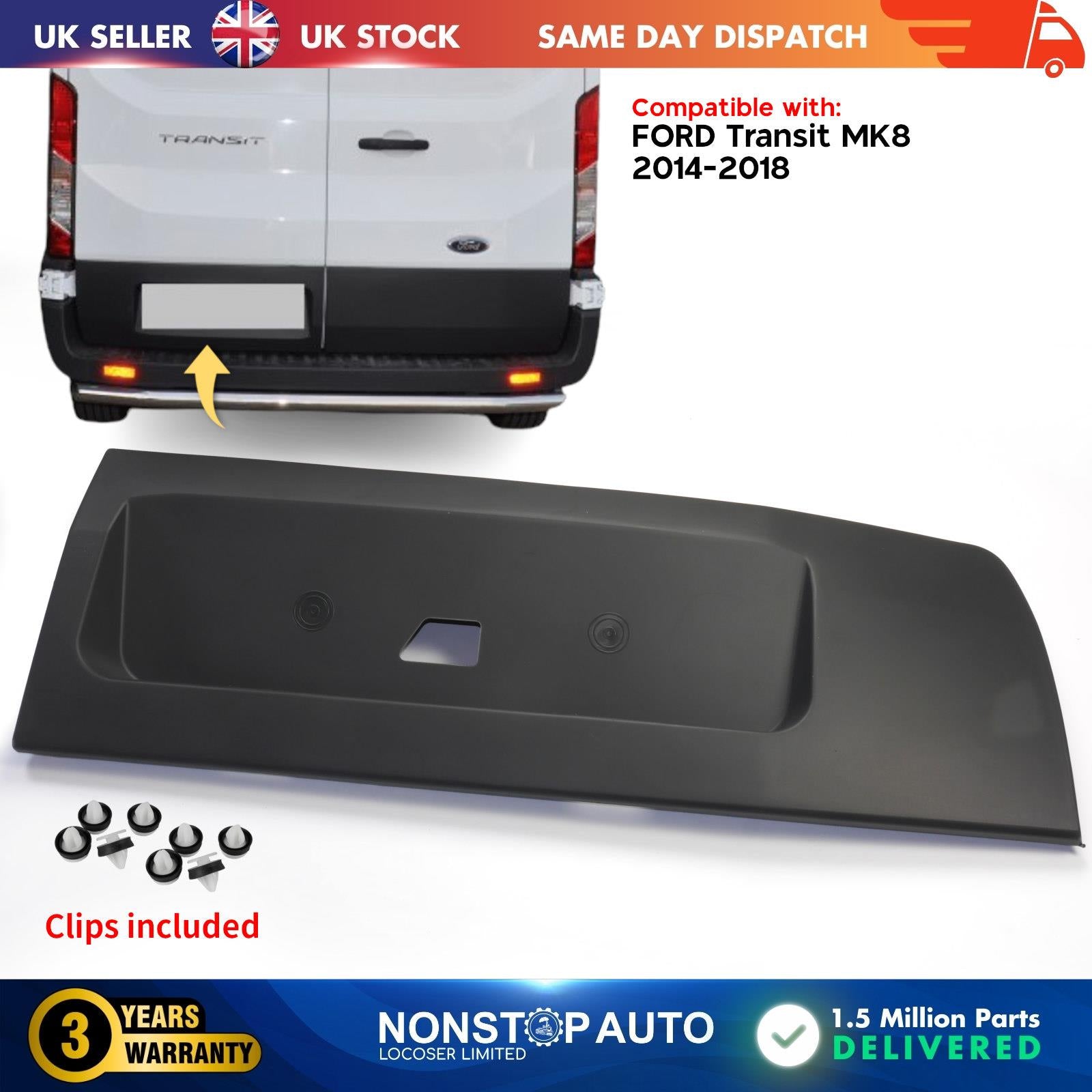 Rear Left Door Number Plate Surround Panel Trim For Ford Transit MK8 2014-2018