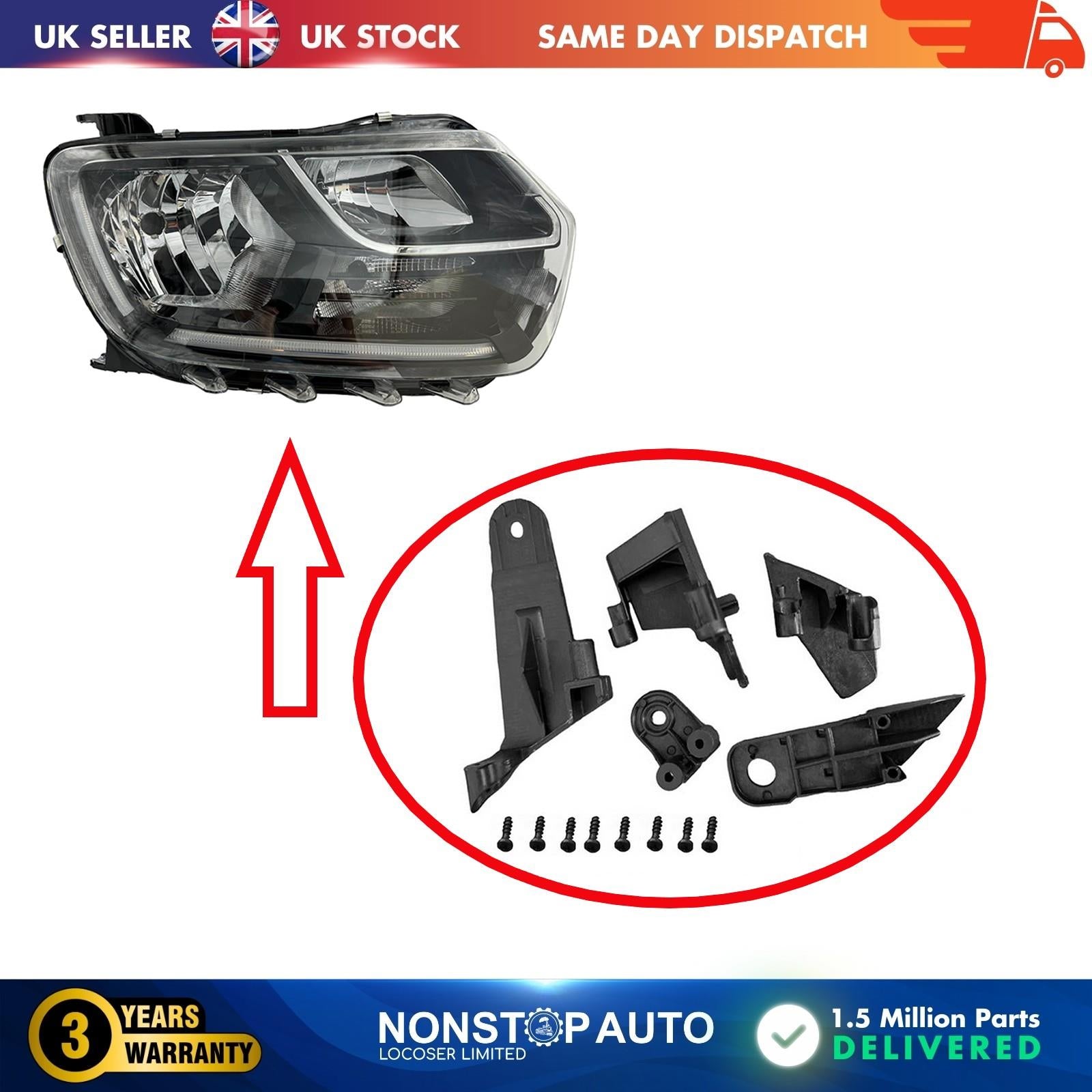 Headlight Repair Kit Bracket Mount Clips Right For DACIA Duster 2017 on 260101133R