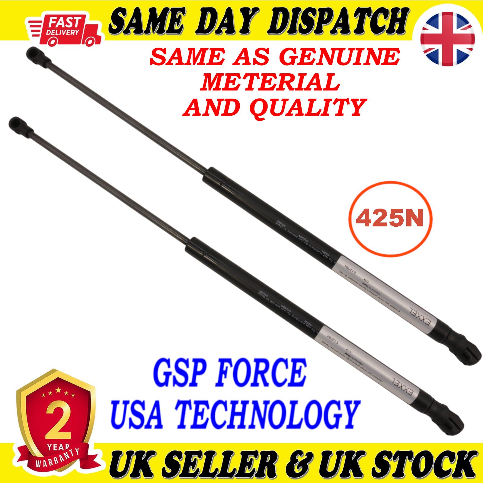 2X TAILGATE BOOT GAS STRUTS 425 Newton FOR NISSAN QASHQAI II 904504EA0A