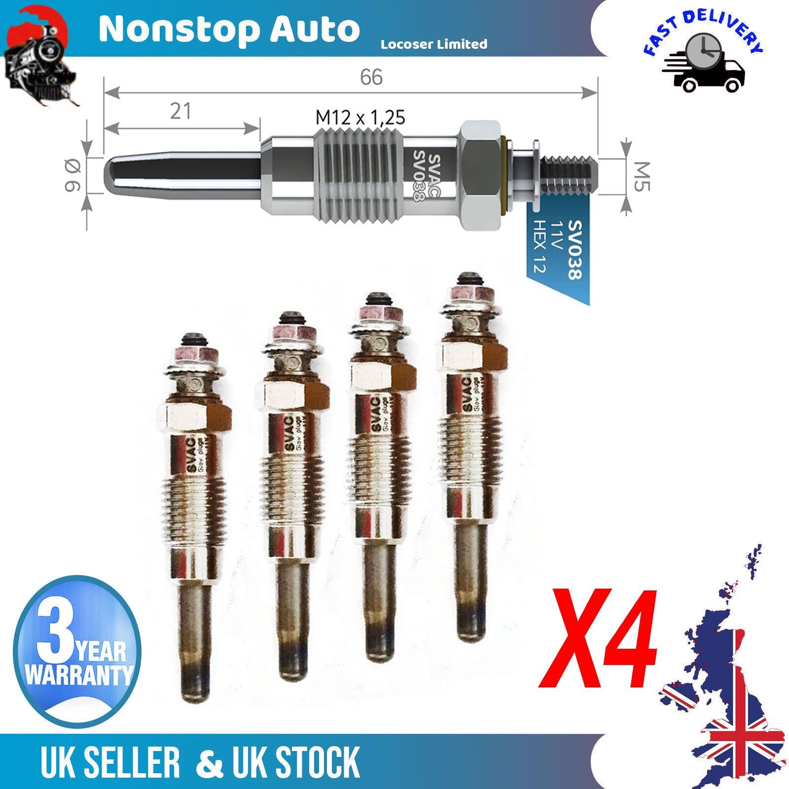 4X Glow Plugs For FIAT 2.5 D 89FF6M090AA