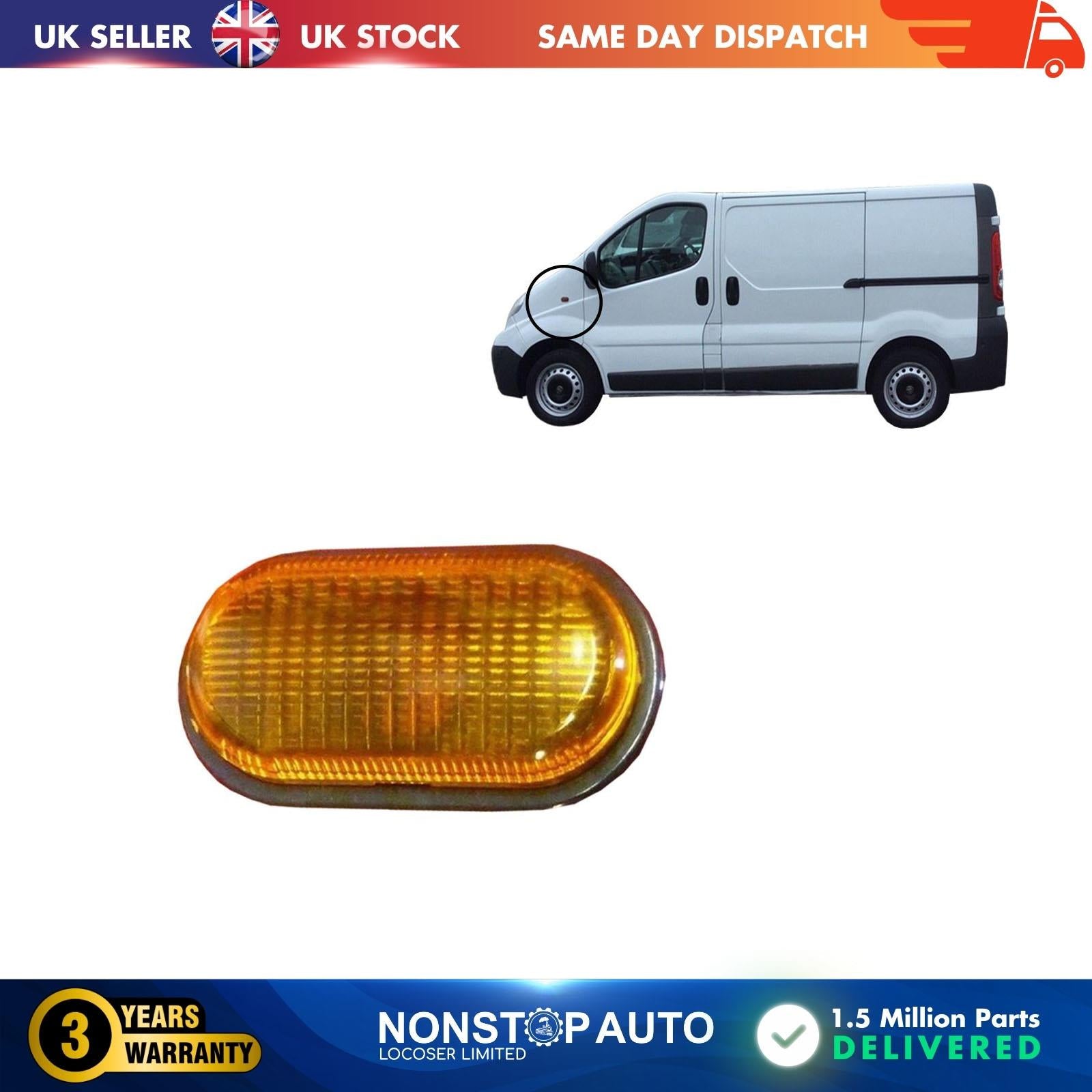 2X Side indicator Repeater Lens Light Amber Colour Fits RENAULT Megane Scenic