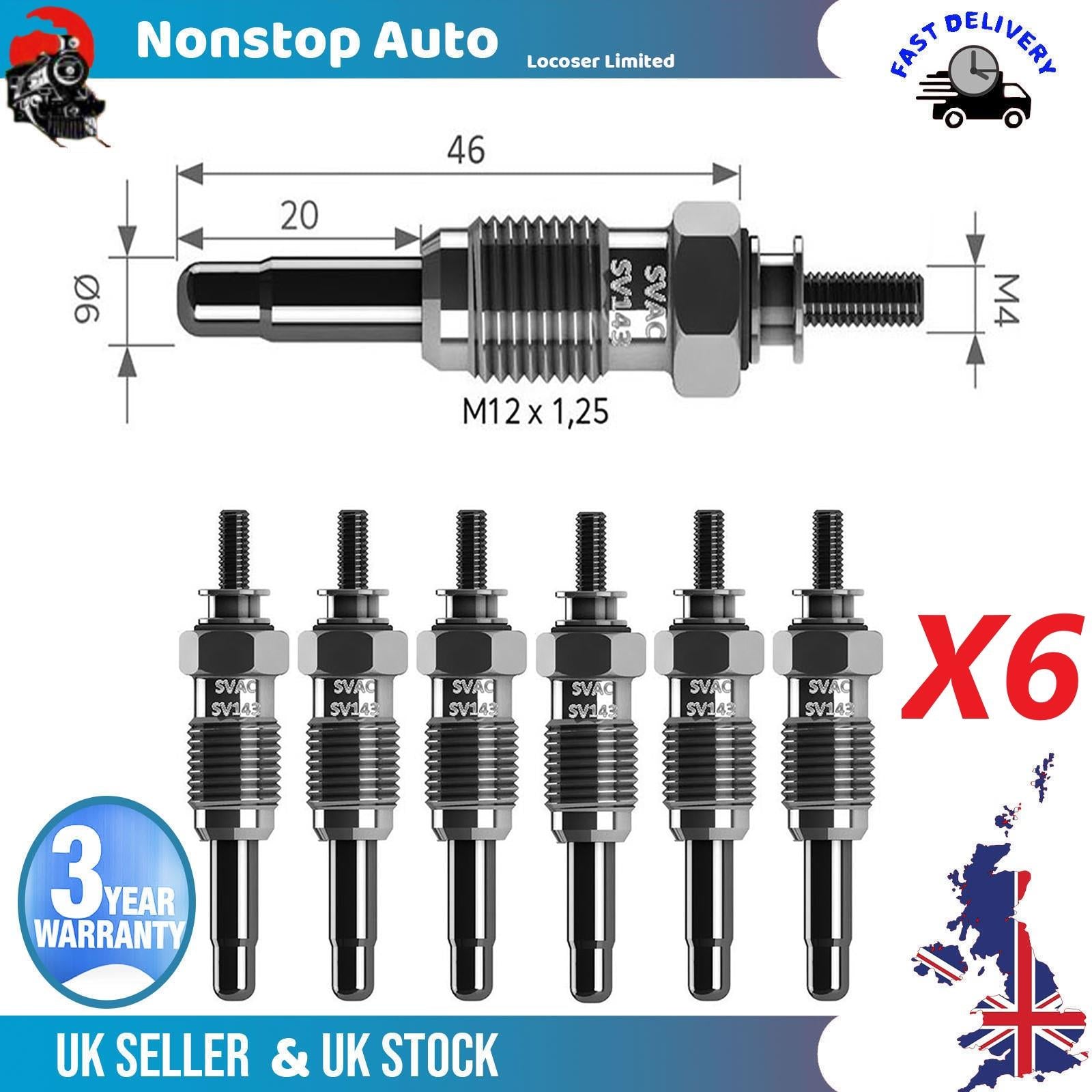 6X Glow Plugs For NISSAN Laurel 2.8 D 11065V0700
